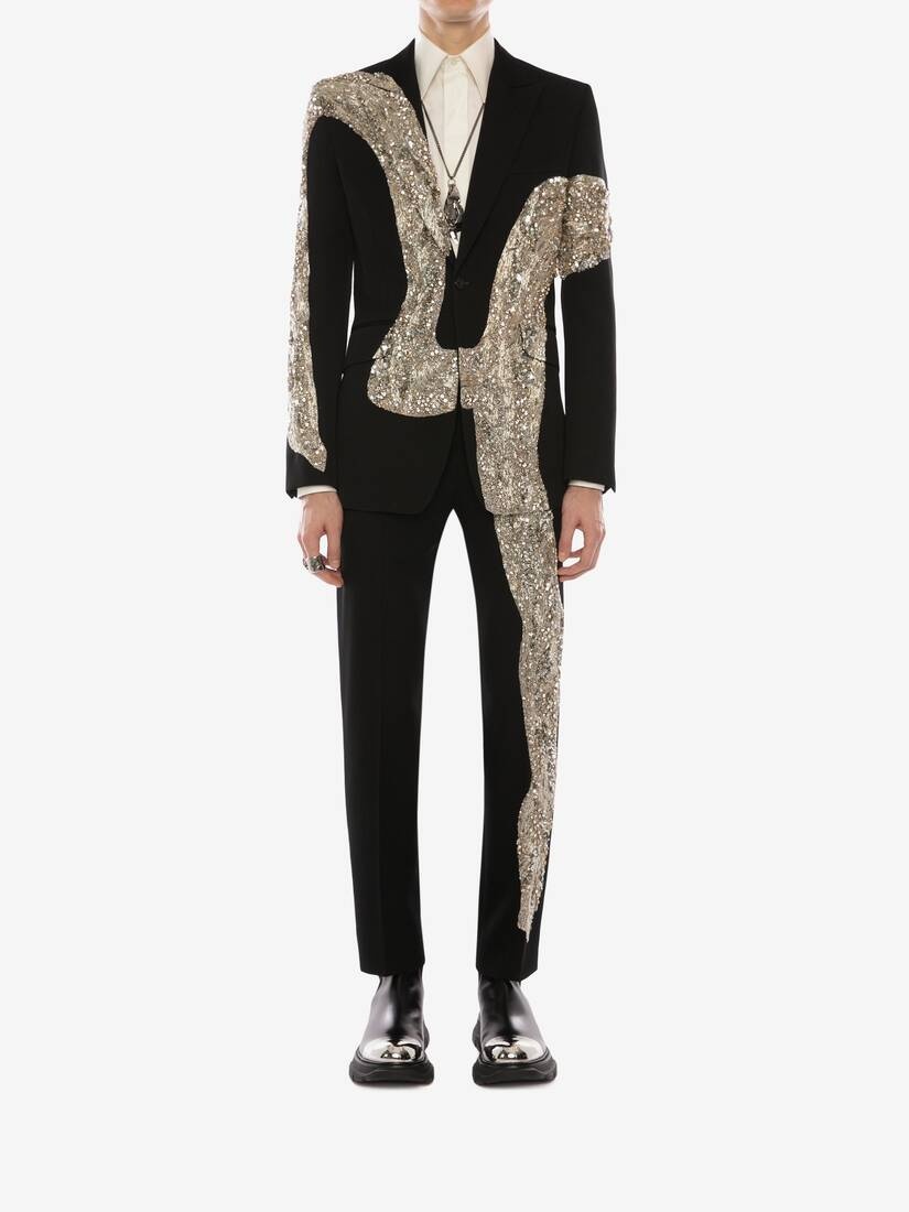 Molten Metal Embroidered Jacket in Black - 2