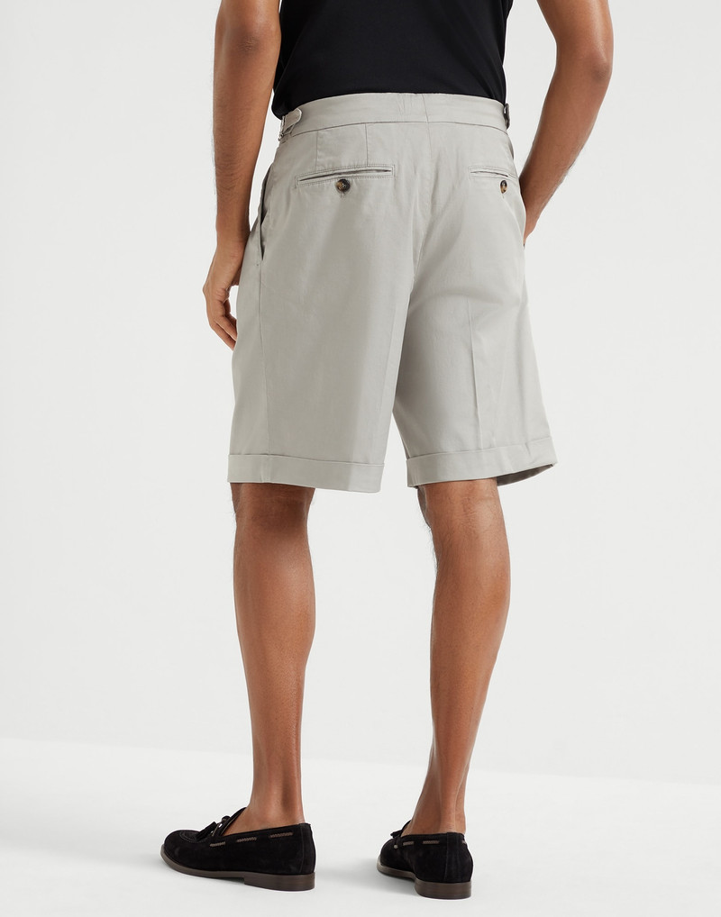 Brunello Cucinelli Garment-dyed Bermuda shorts in American Pima cotton comfort gabardine with double pleats and waist t outlook