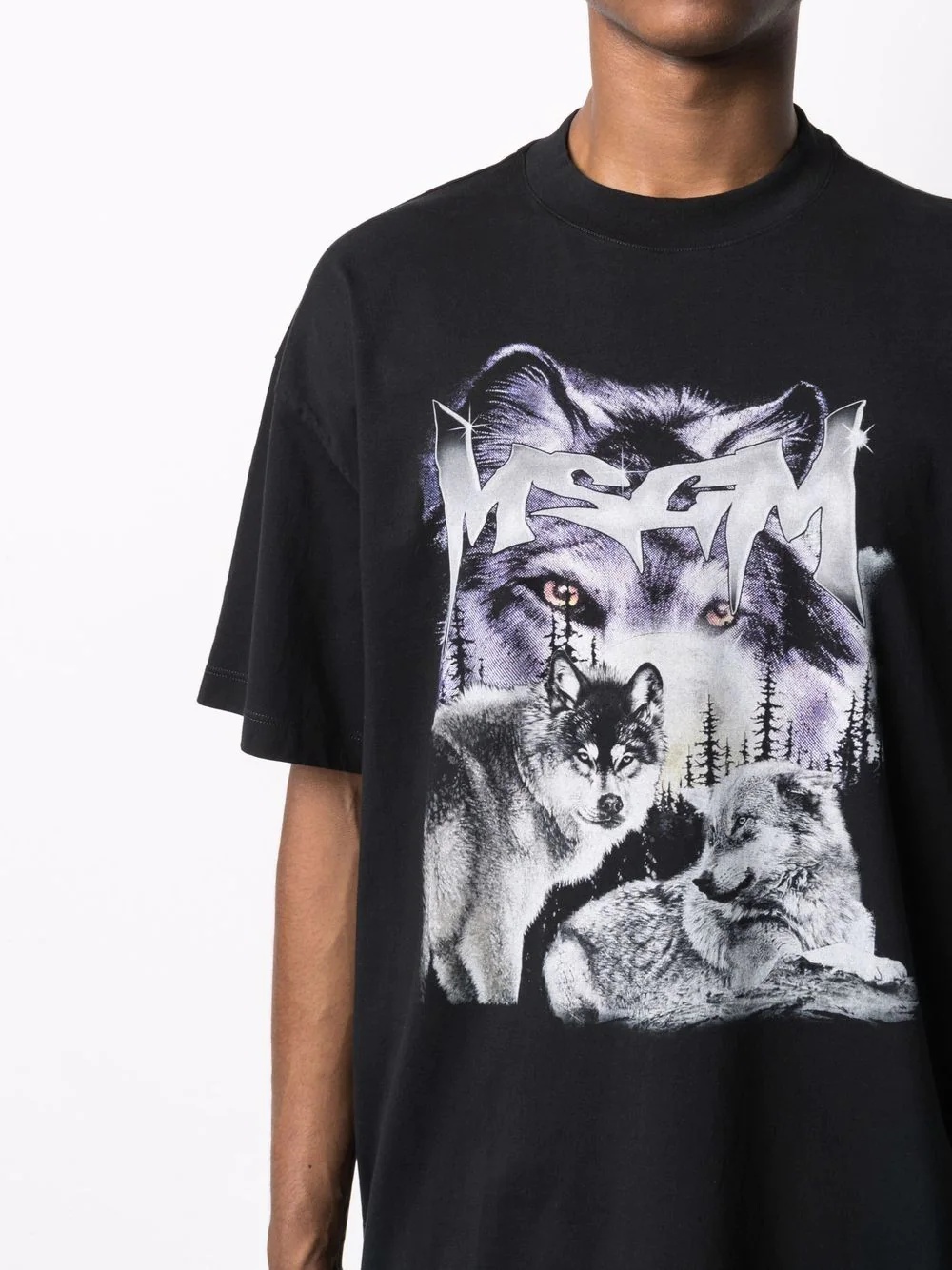 wolf print crew-neck T-shirt - 5