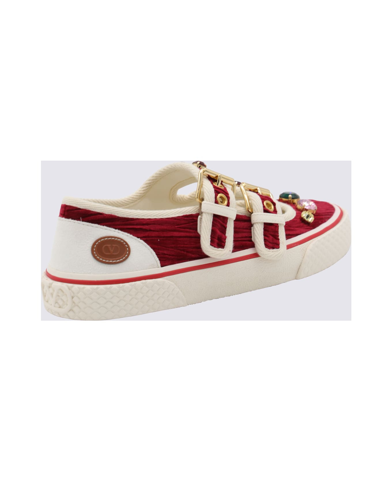 Burgundy And White Leather Sneakers - 3