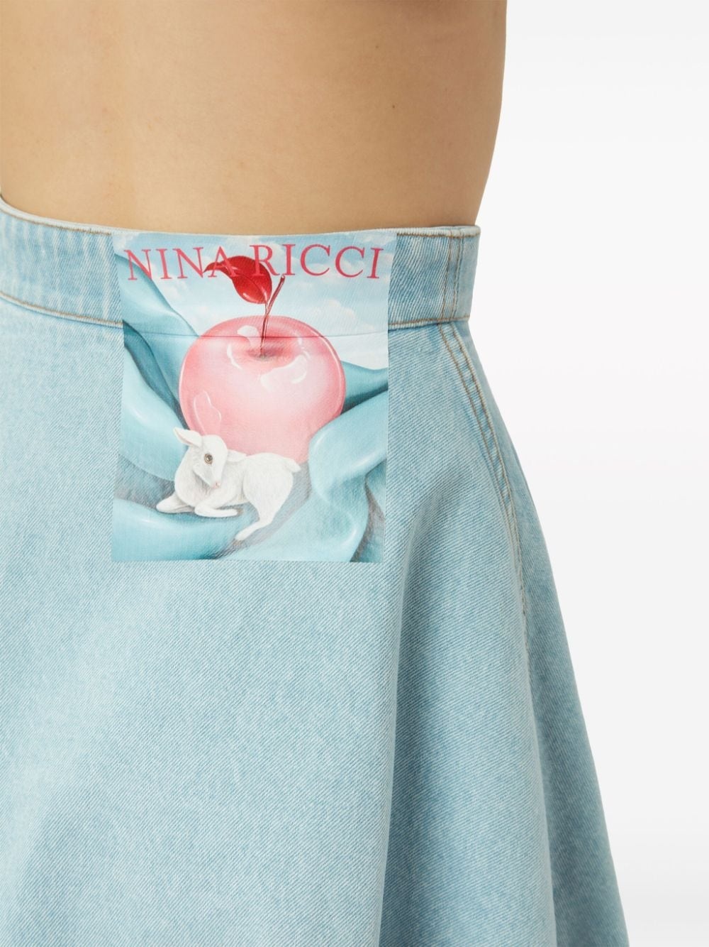 logo-print cotton denim skirt - 5