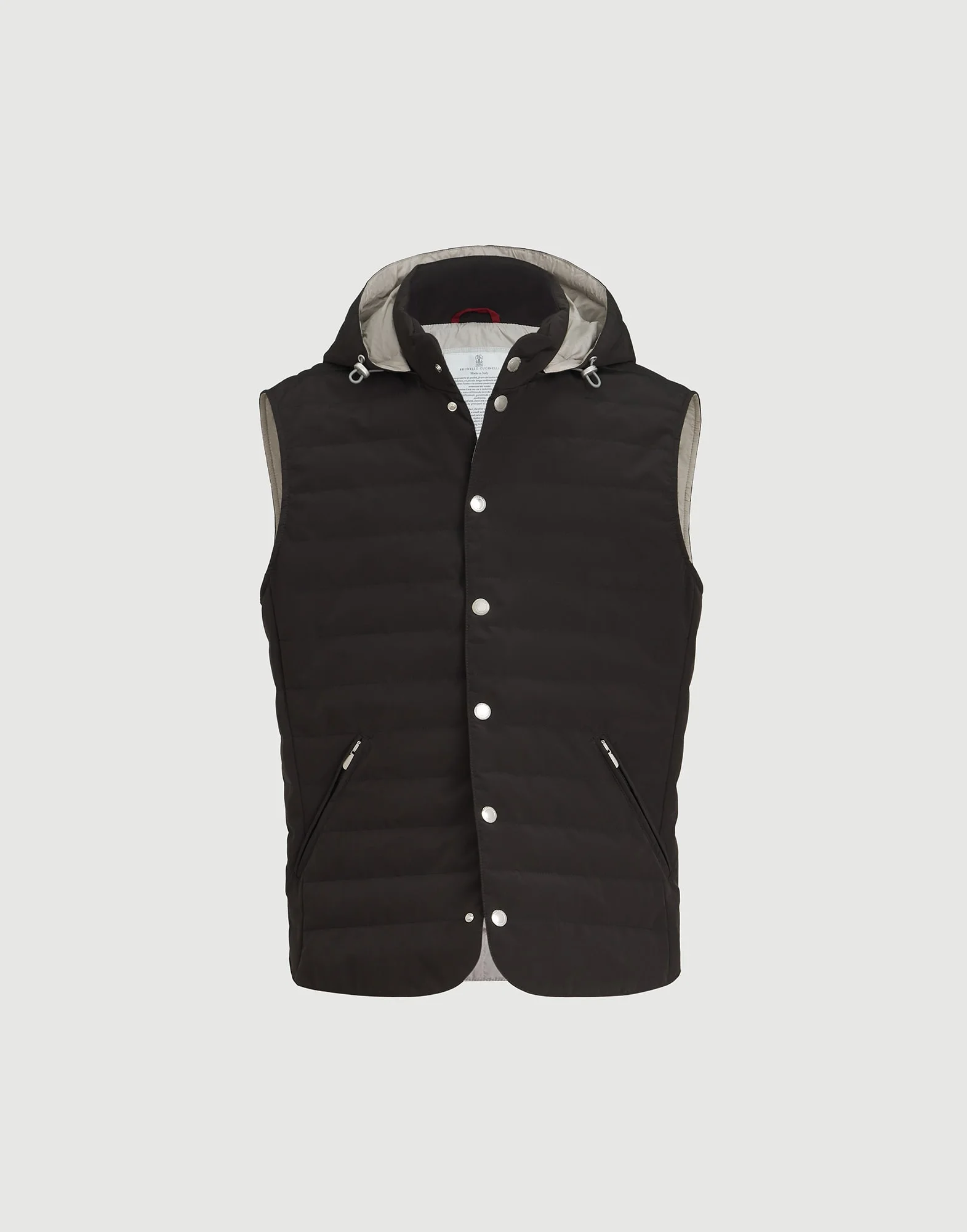 Bonded nylon down vest with detachable hood - 1