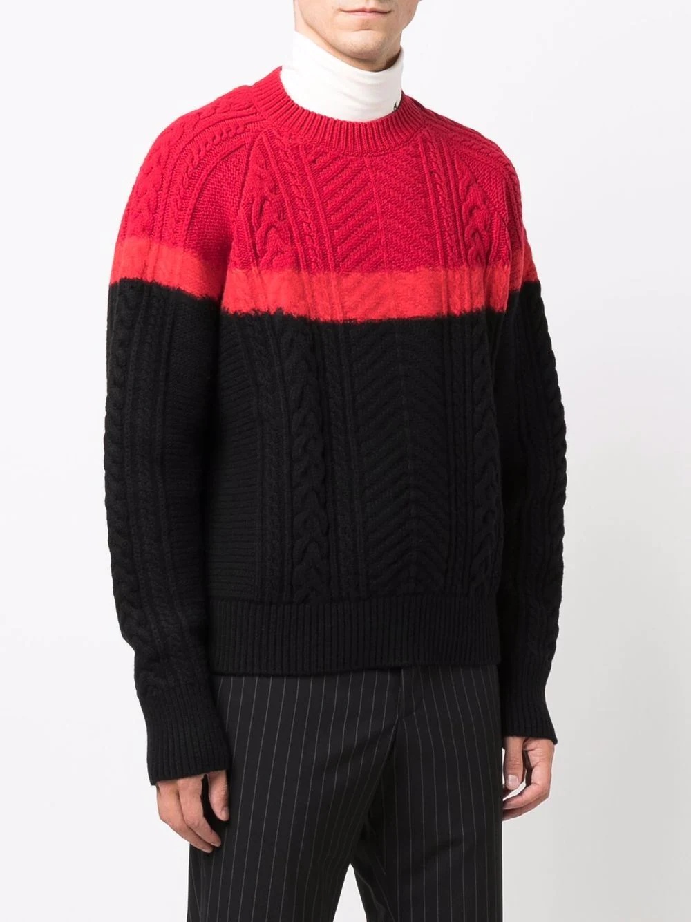 long-sleeve cable-knit jumper - 3