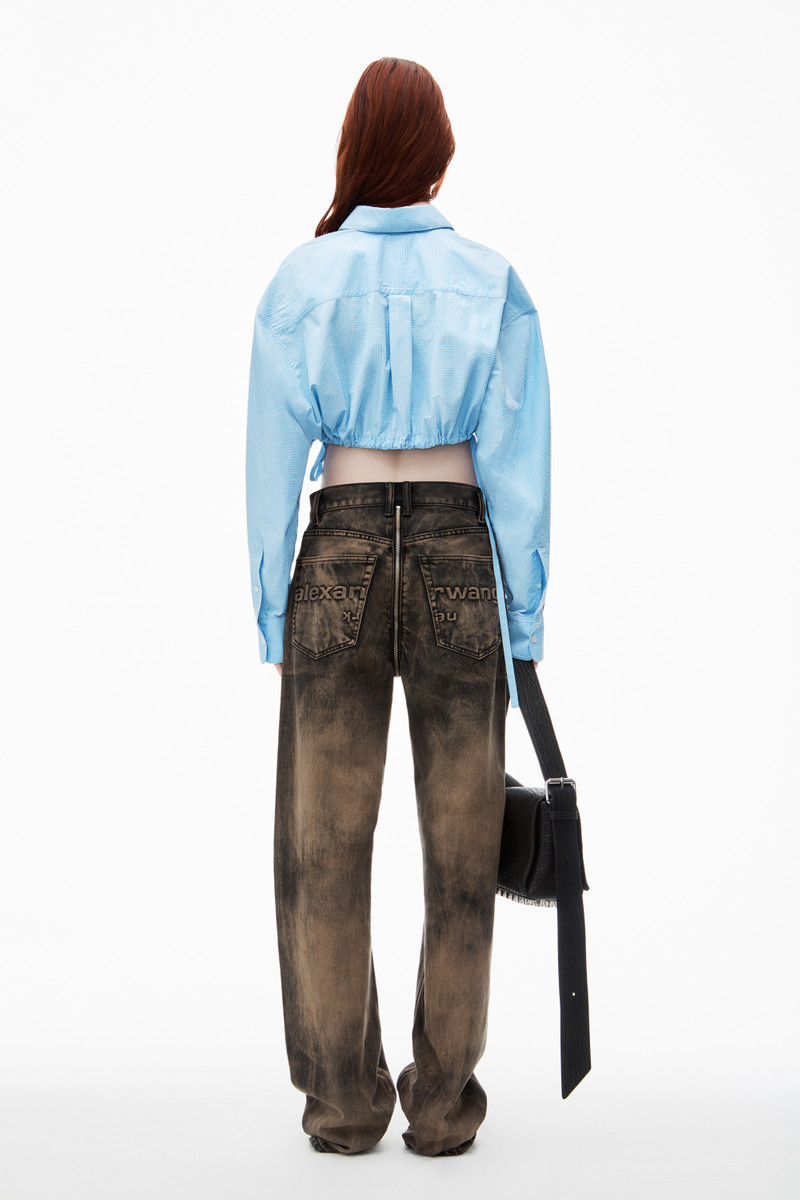 Cropped Drawstring Blouse in Cotton & Crystal Hotfix 5