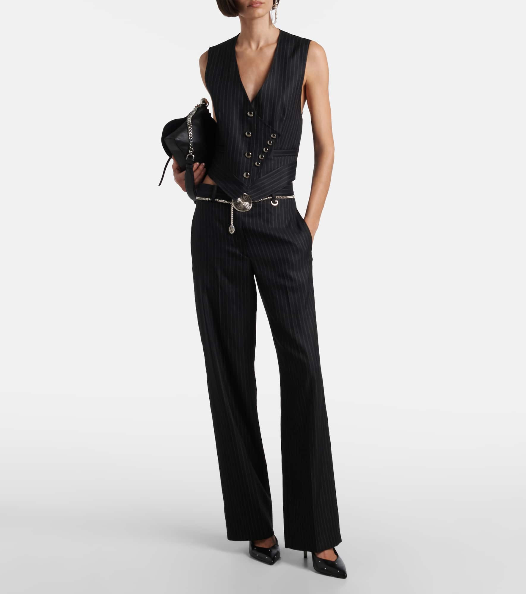 Nicky pinstripe wool-blend vest - 2