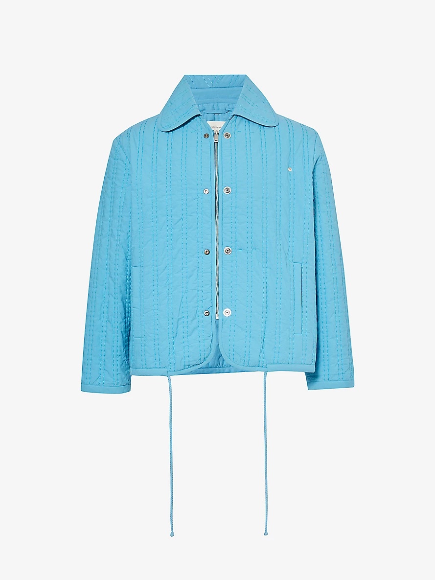 Popper-embellished quilted cotton jacket - 1