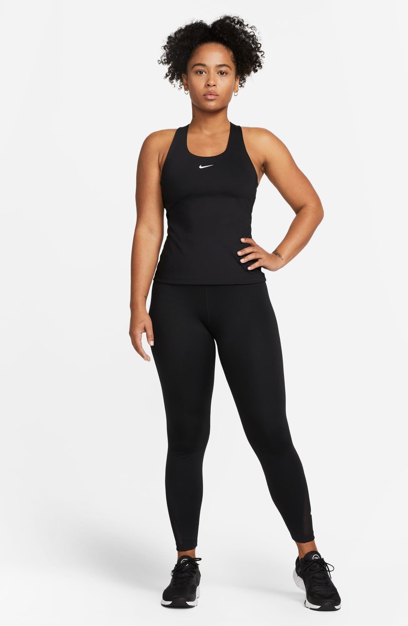 Nike Dri-FIT Swoosh Bra Racerback Tank in Black/Black/White at Nordstrom - 7