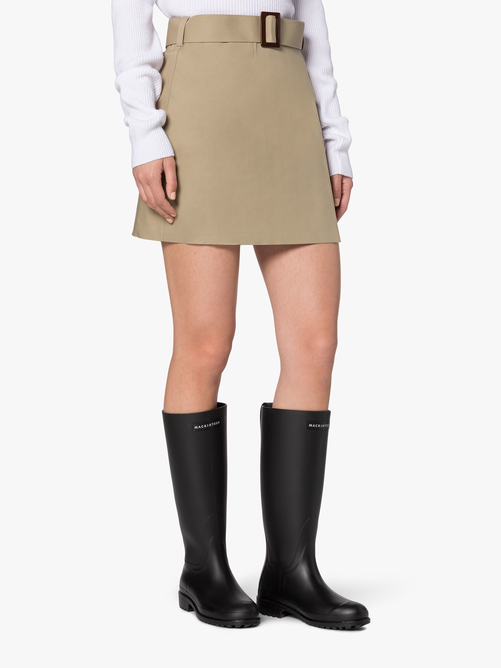 SEEMA FAWN BONDED COTTON SKIRT - 6