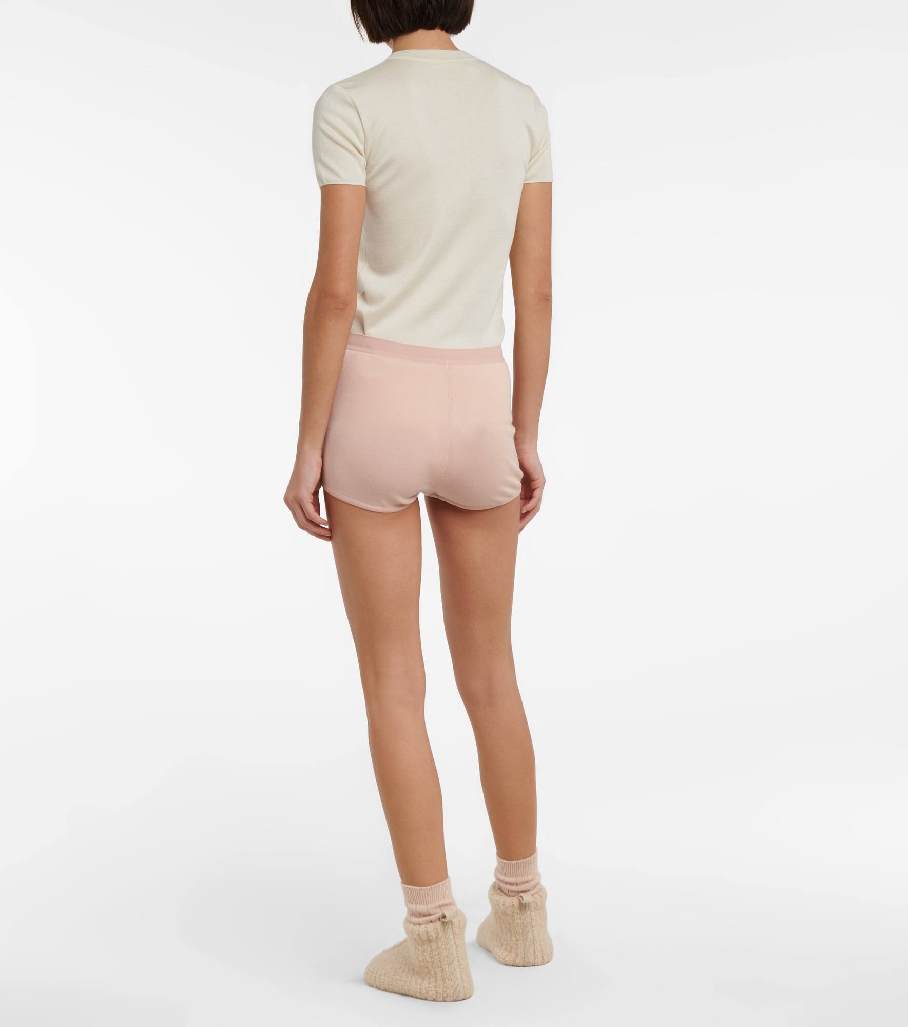 Cashmere and silk jersey shorts - 3