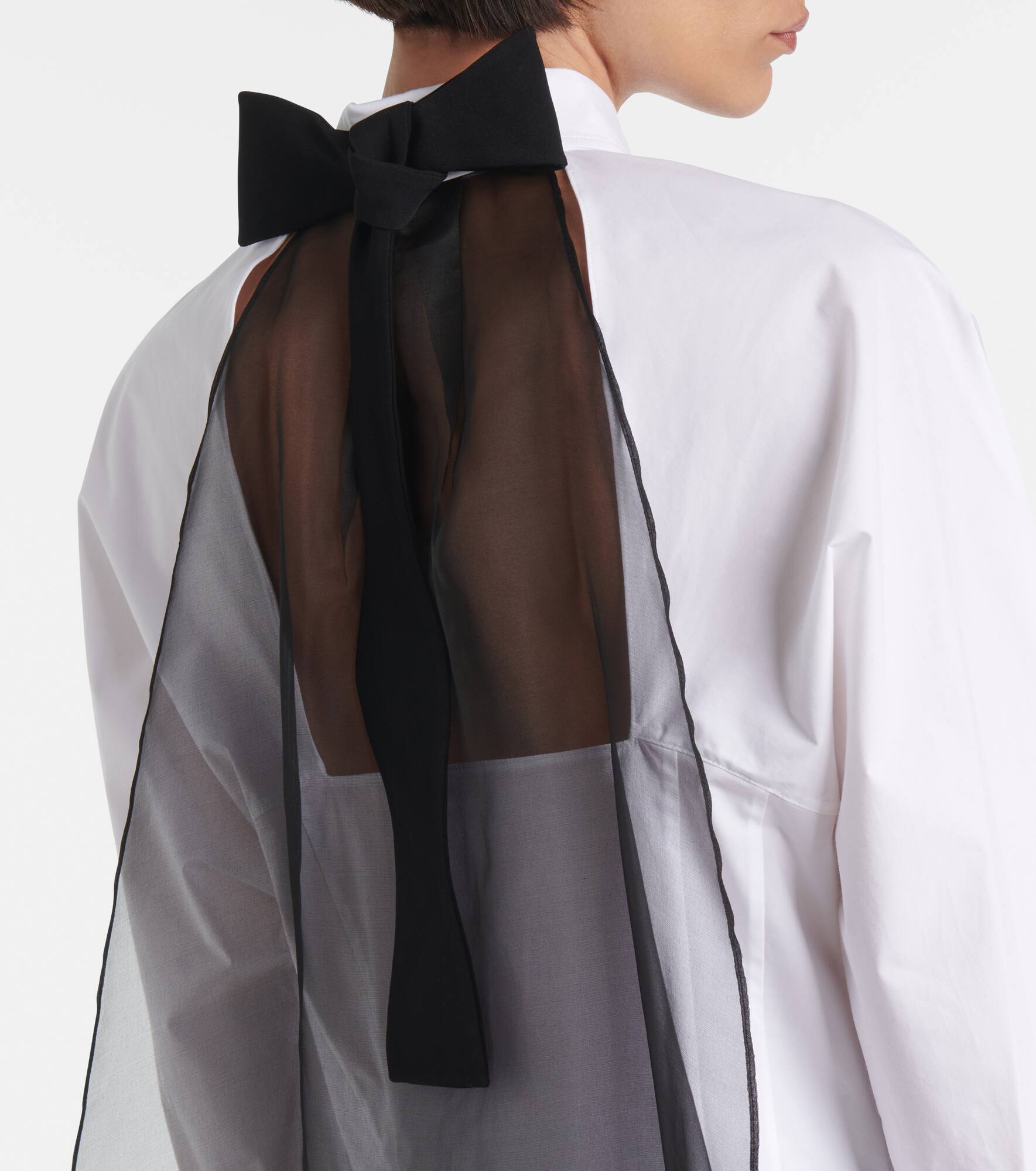 Poplin Power bow-detail cotton-blend poplin shirt - 6