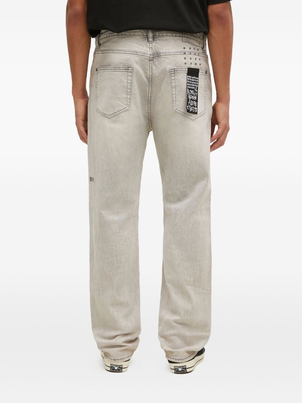 embroidered-patch jeans - 4
