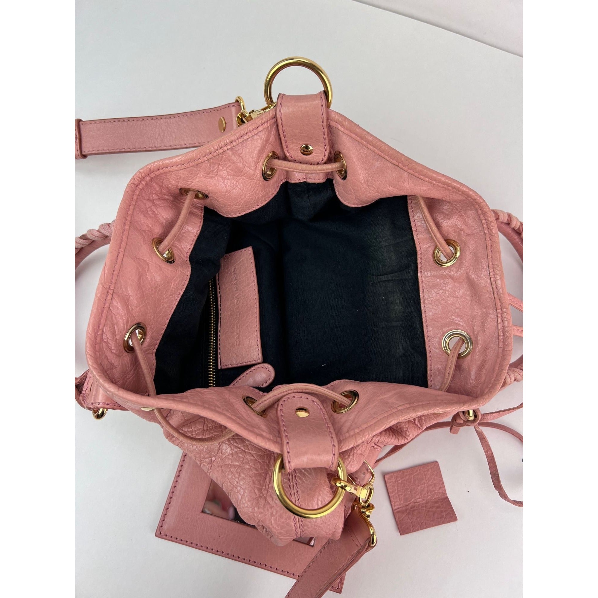 Balenciaga agneau Giant 12 Gold Hardware Mini Pompon Rose Pink Bucket Bag - 10