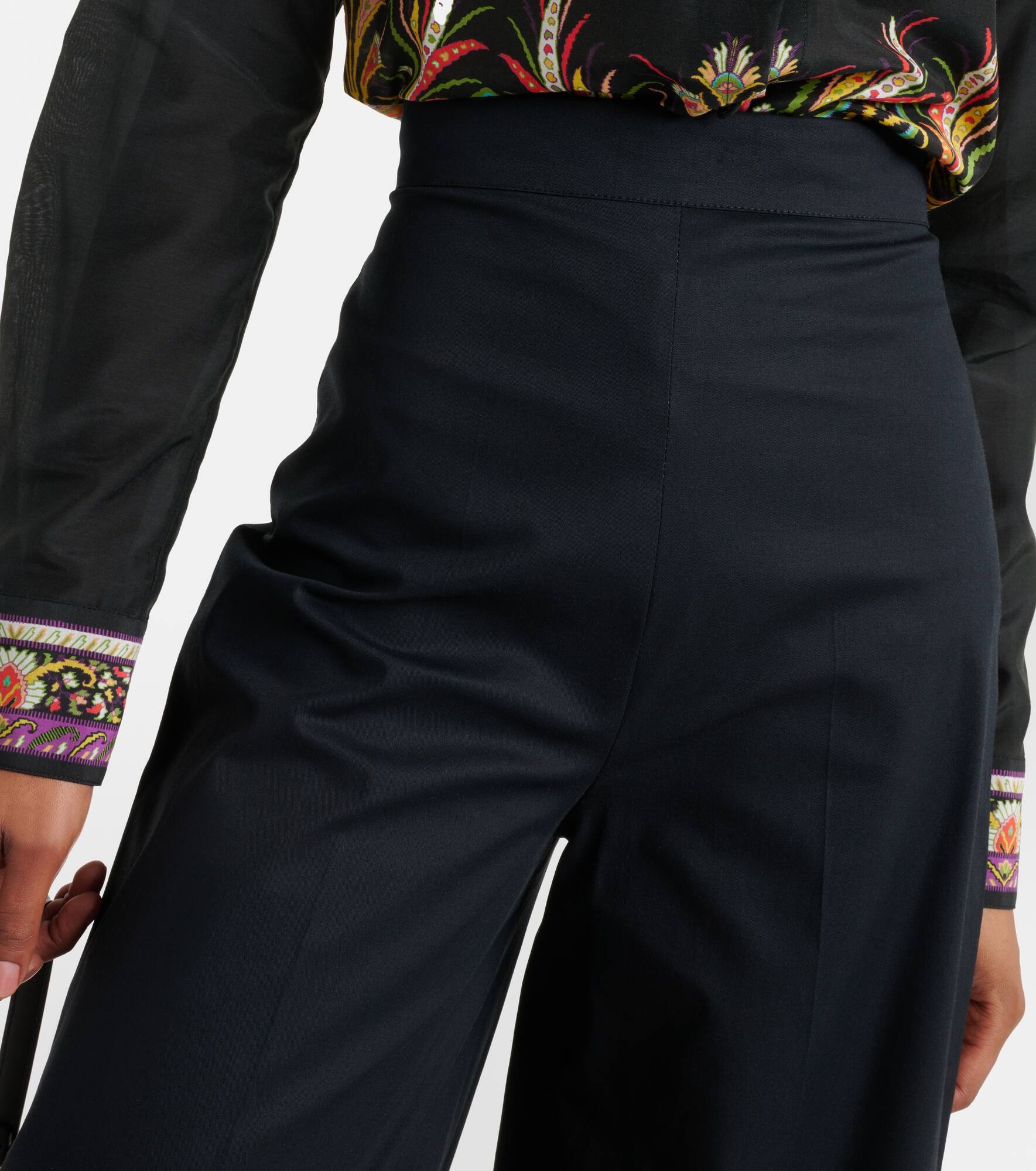Printed cotton-blend flared pants - 4