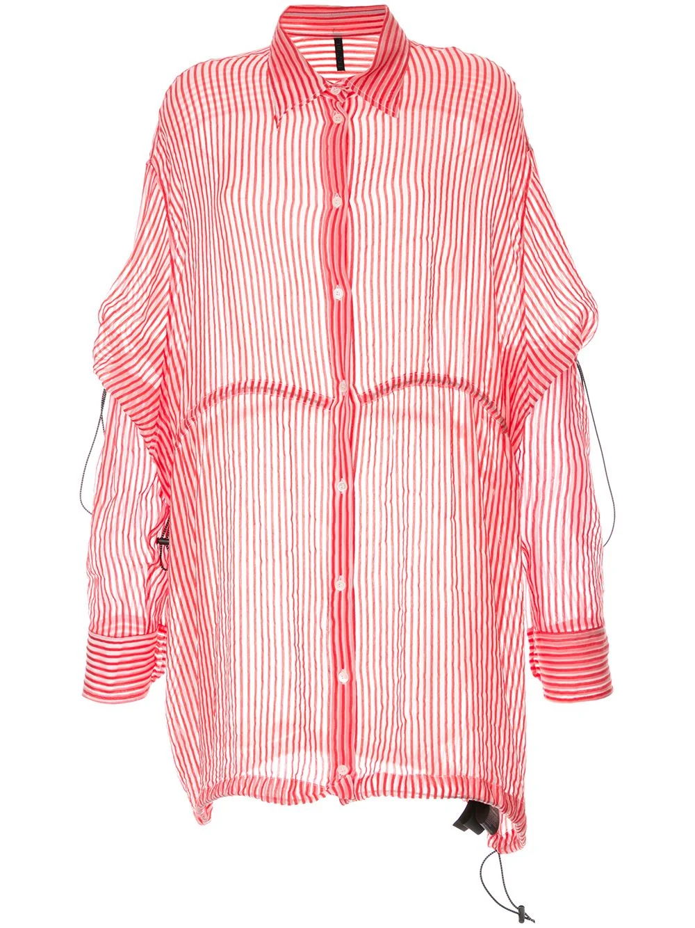 stripe drawstring over shirt - 1
