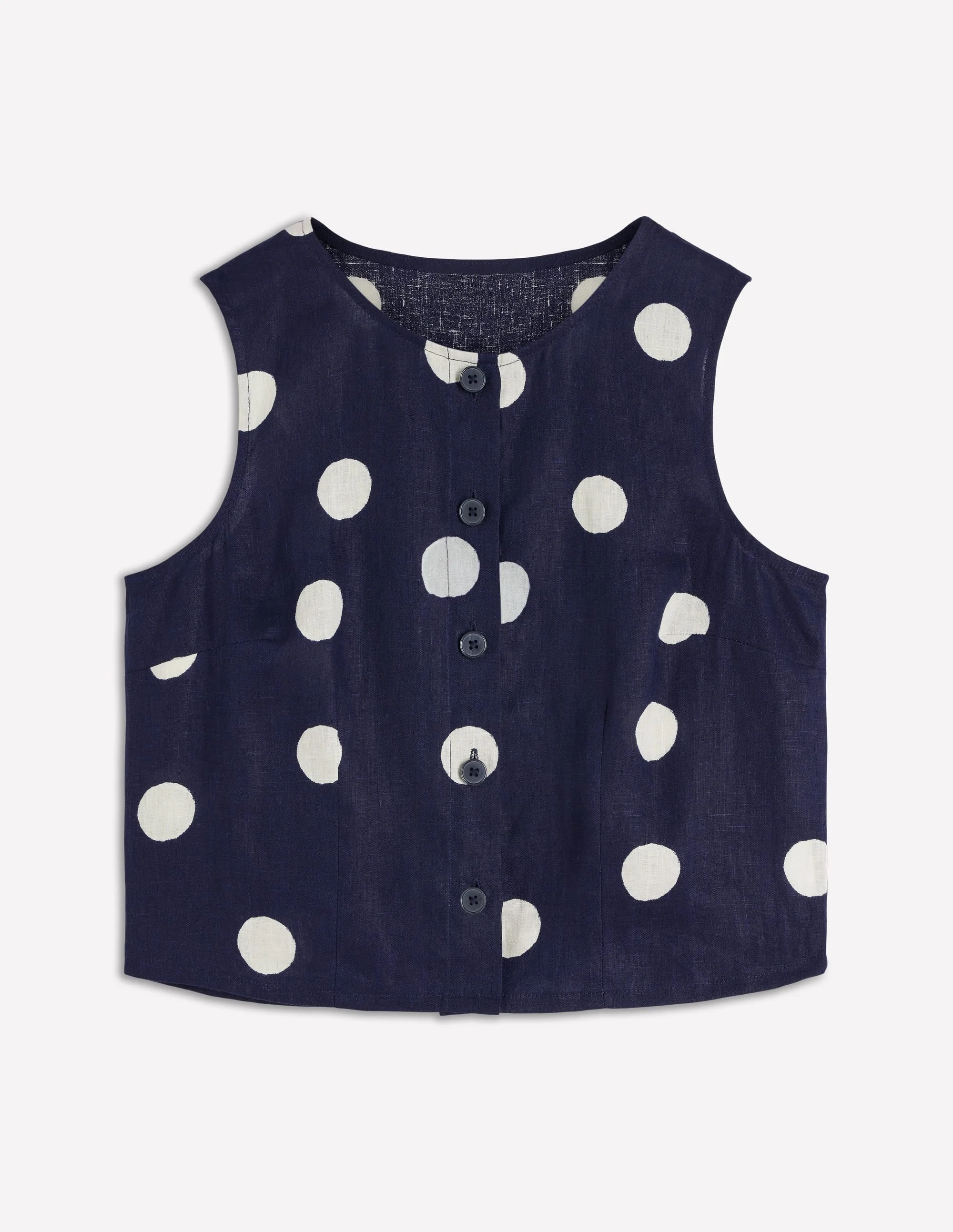 Andrea Linen Shell Top-French Navy, Painted Dot - 1