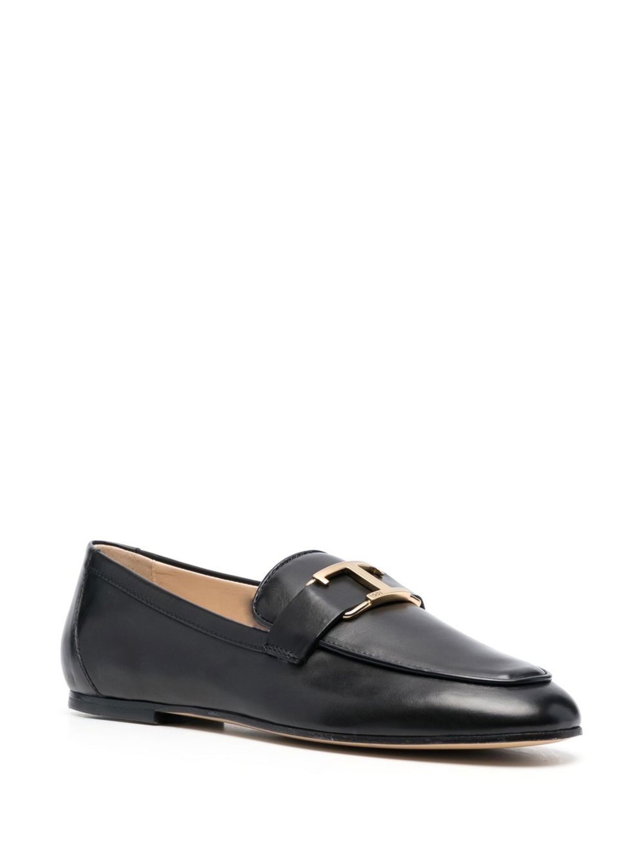 T-logo leather loafers - 2