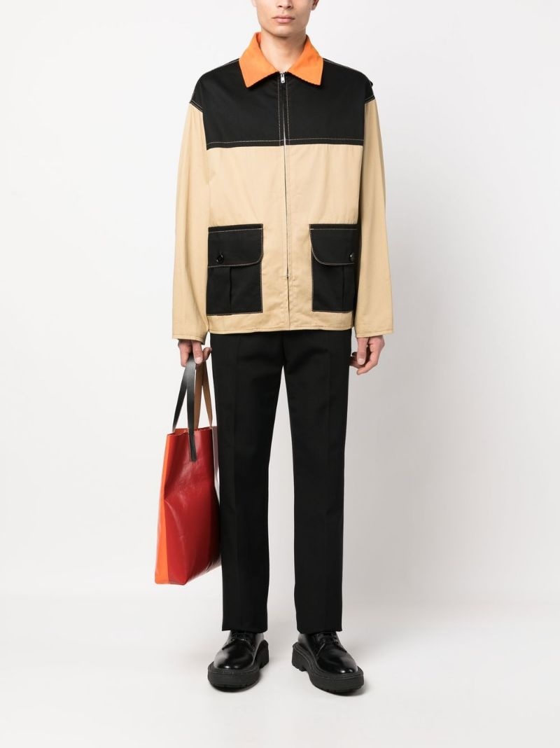 colour-block shirt jacket - 2
