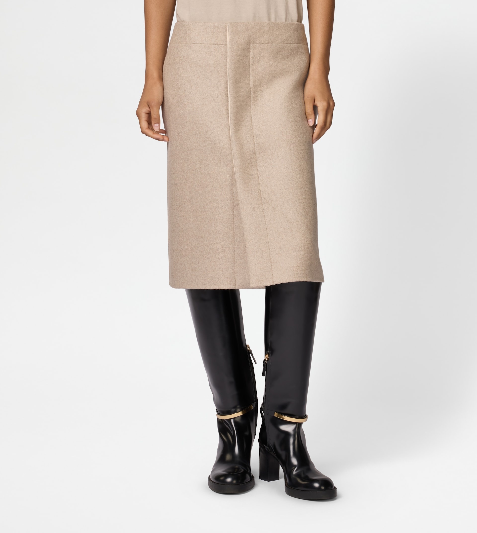SKIRT IN DOUBLE CASHMERE - BEIGE - 3