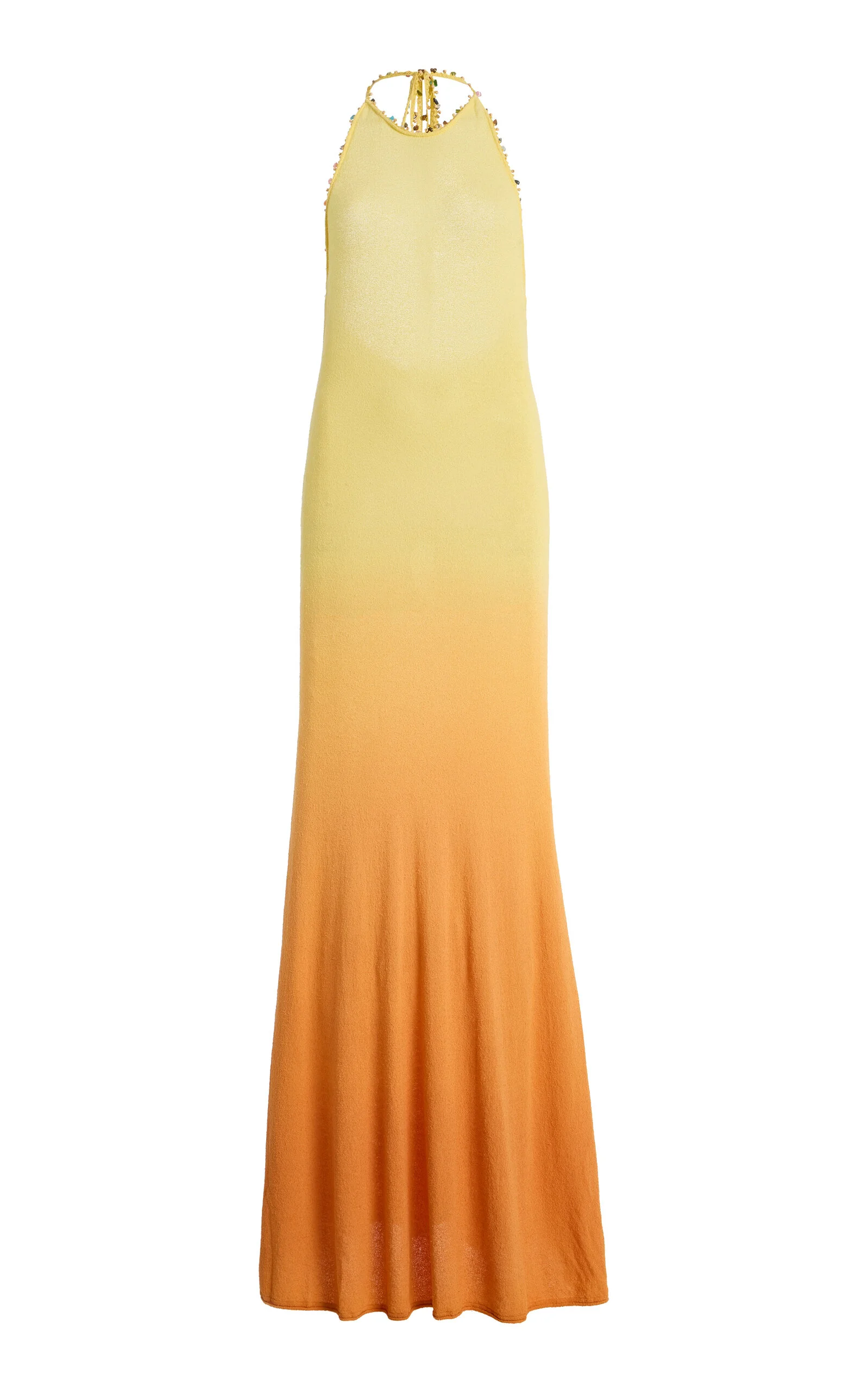 Exclusive La Isla Beach Quartz Cotton-Blend Maxi Halter Dress orange - 1