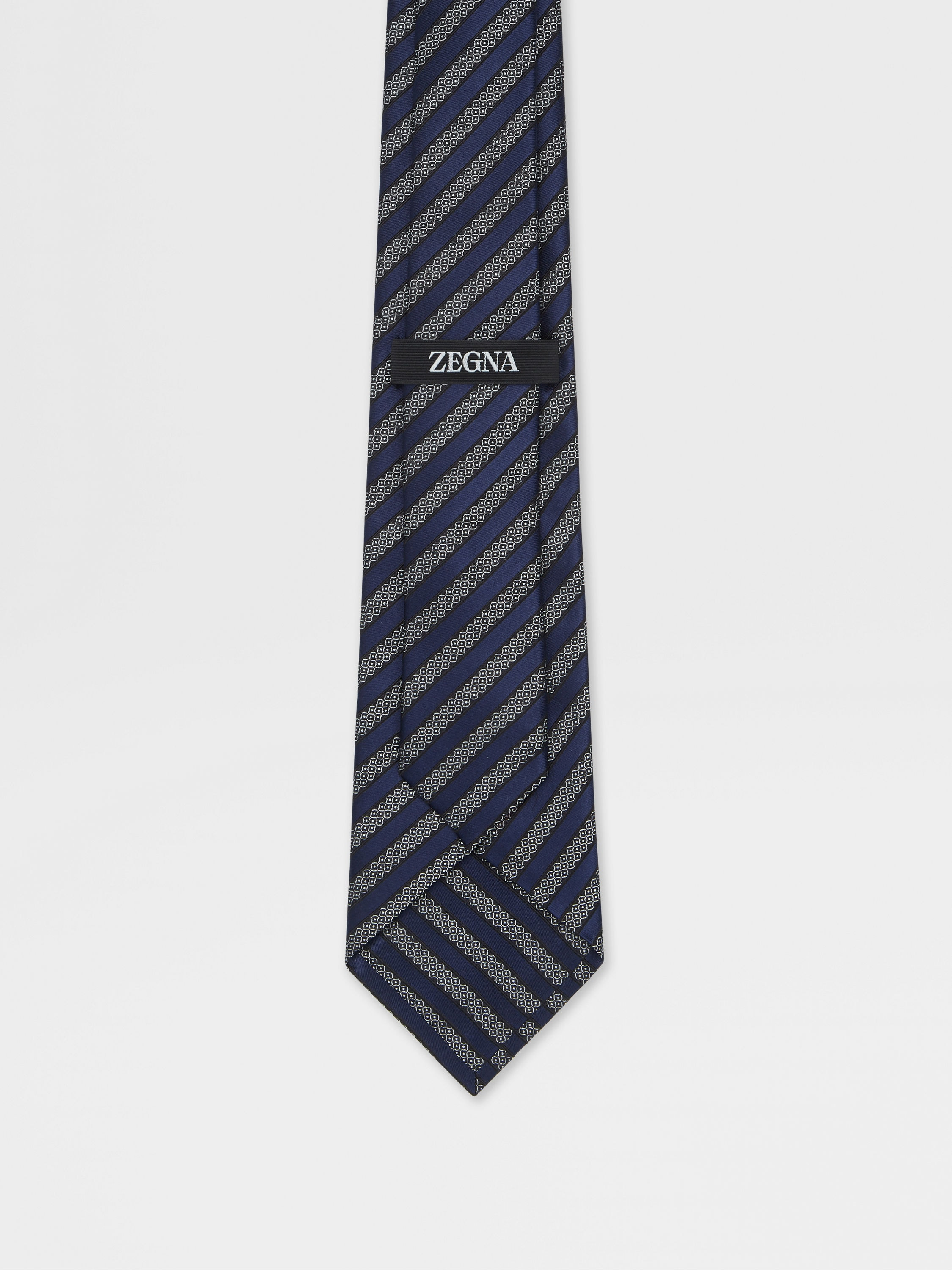 DARK BLUE SILK AND COTTON TIE - 3