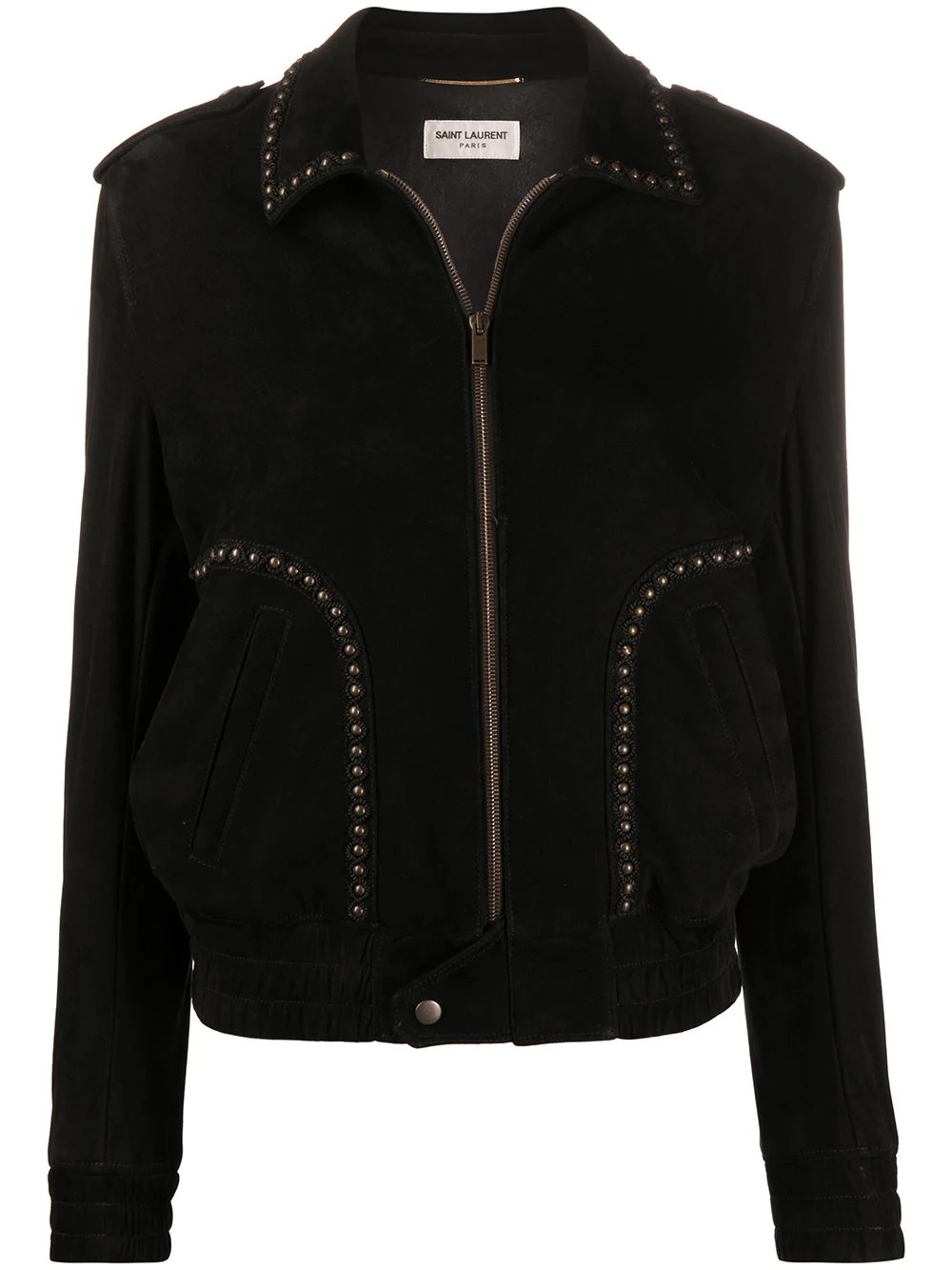 studded collared jacket - 1