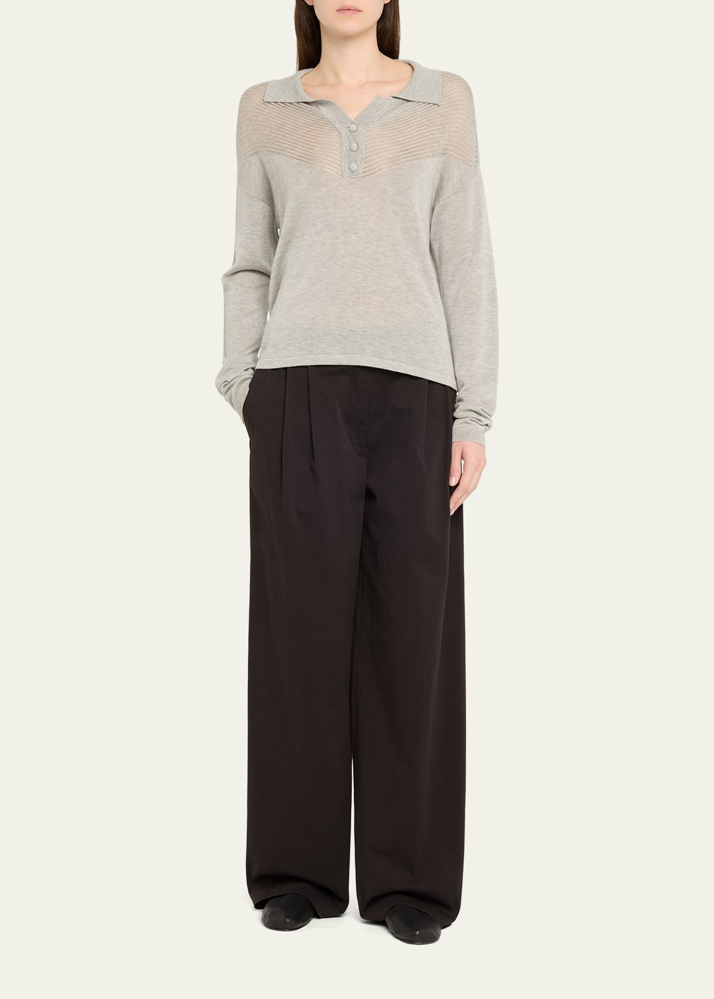 Nell Lightweight Cashmere Polo Sweater - 2