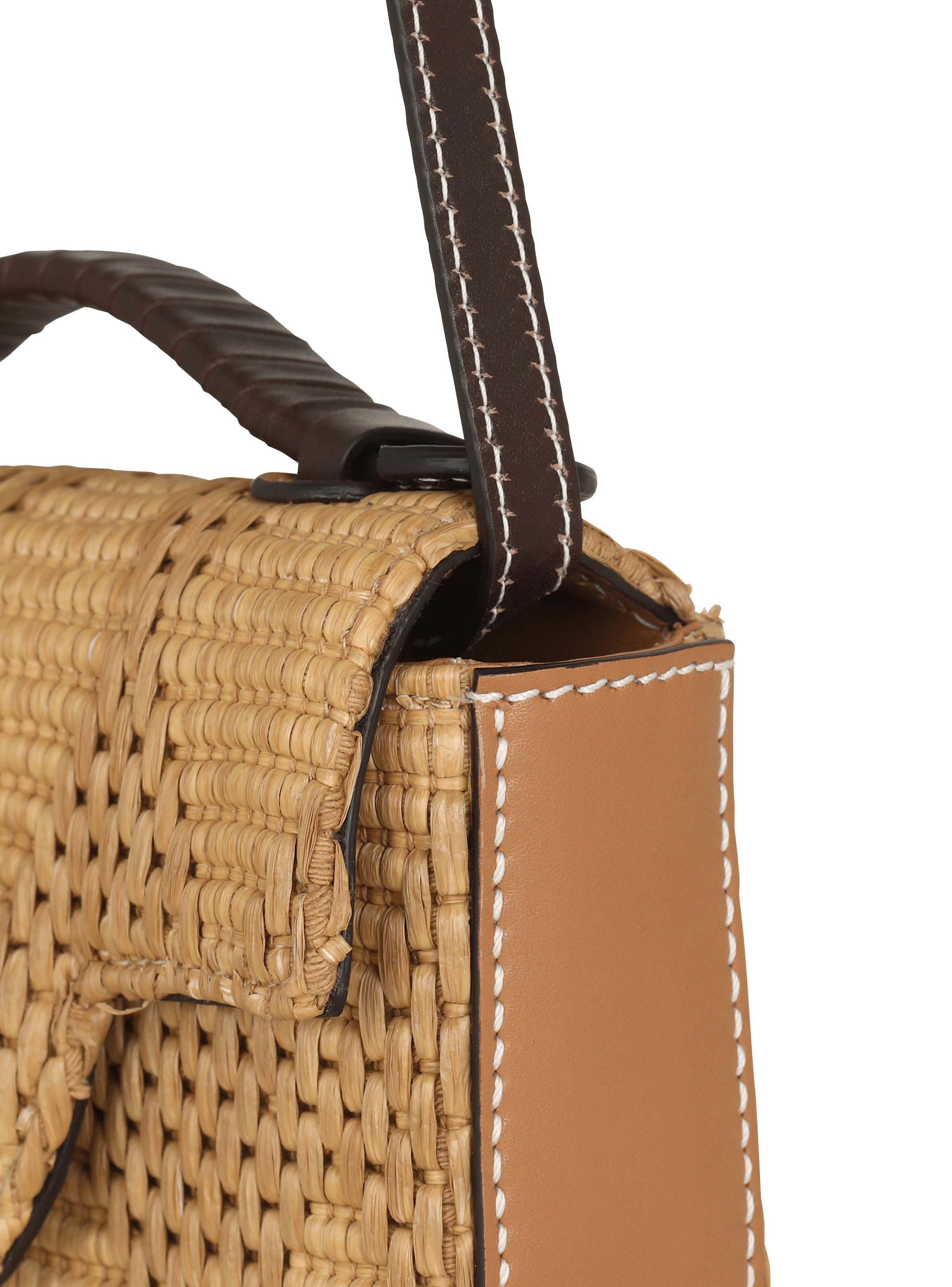 B-Buzz Mini bag in leather and raffia - 5