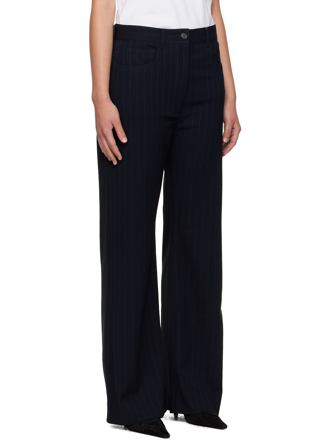 Navy Pinstripe Trousers - 2