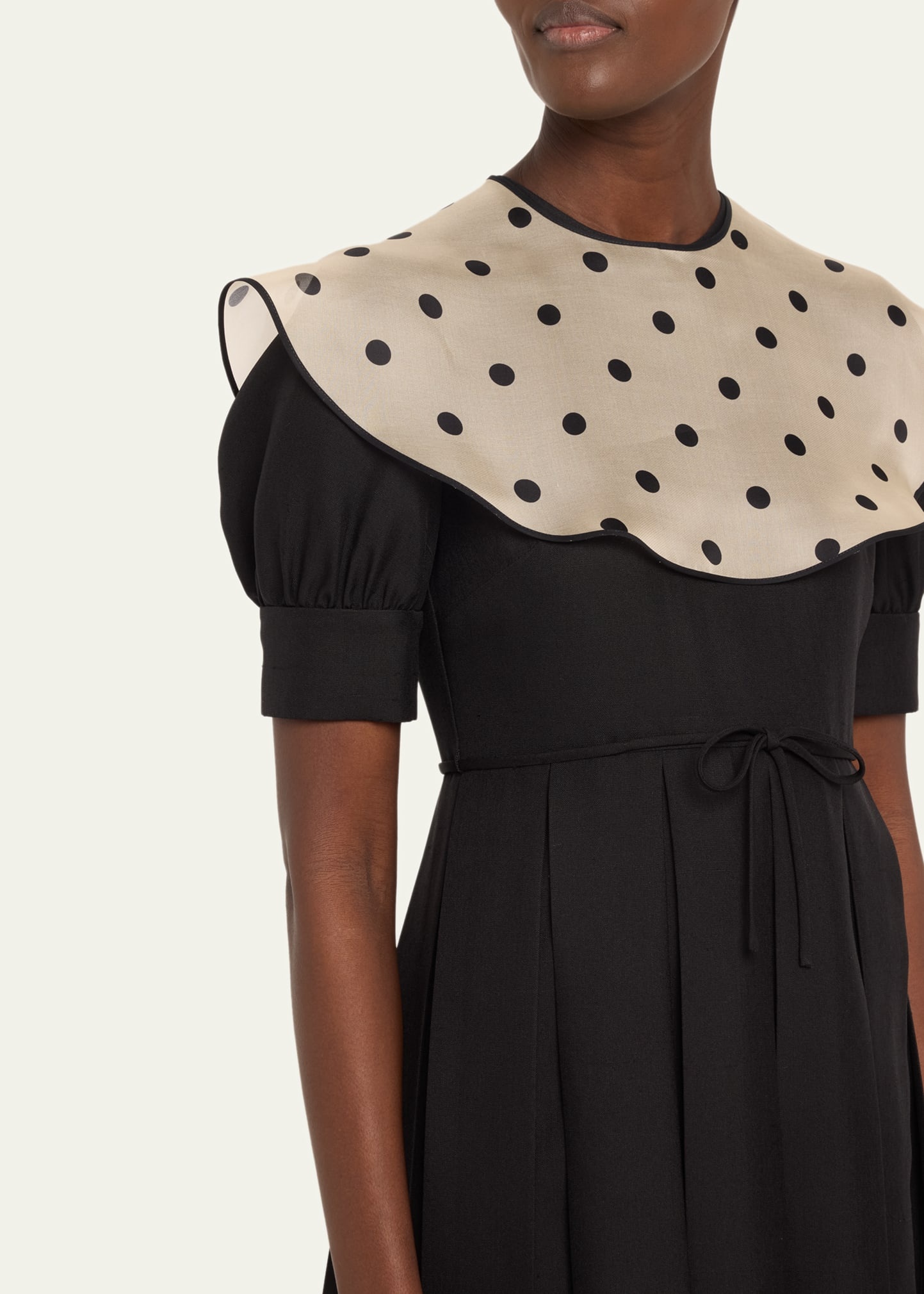 Sheer Polka Dot Neckline Mini Dress - 5