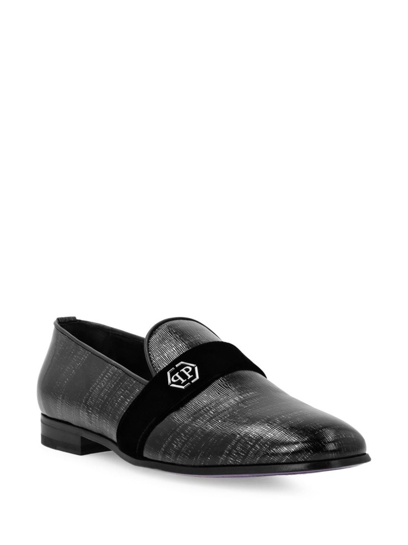 logo-plaque leather loafers 4