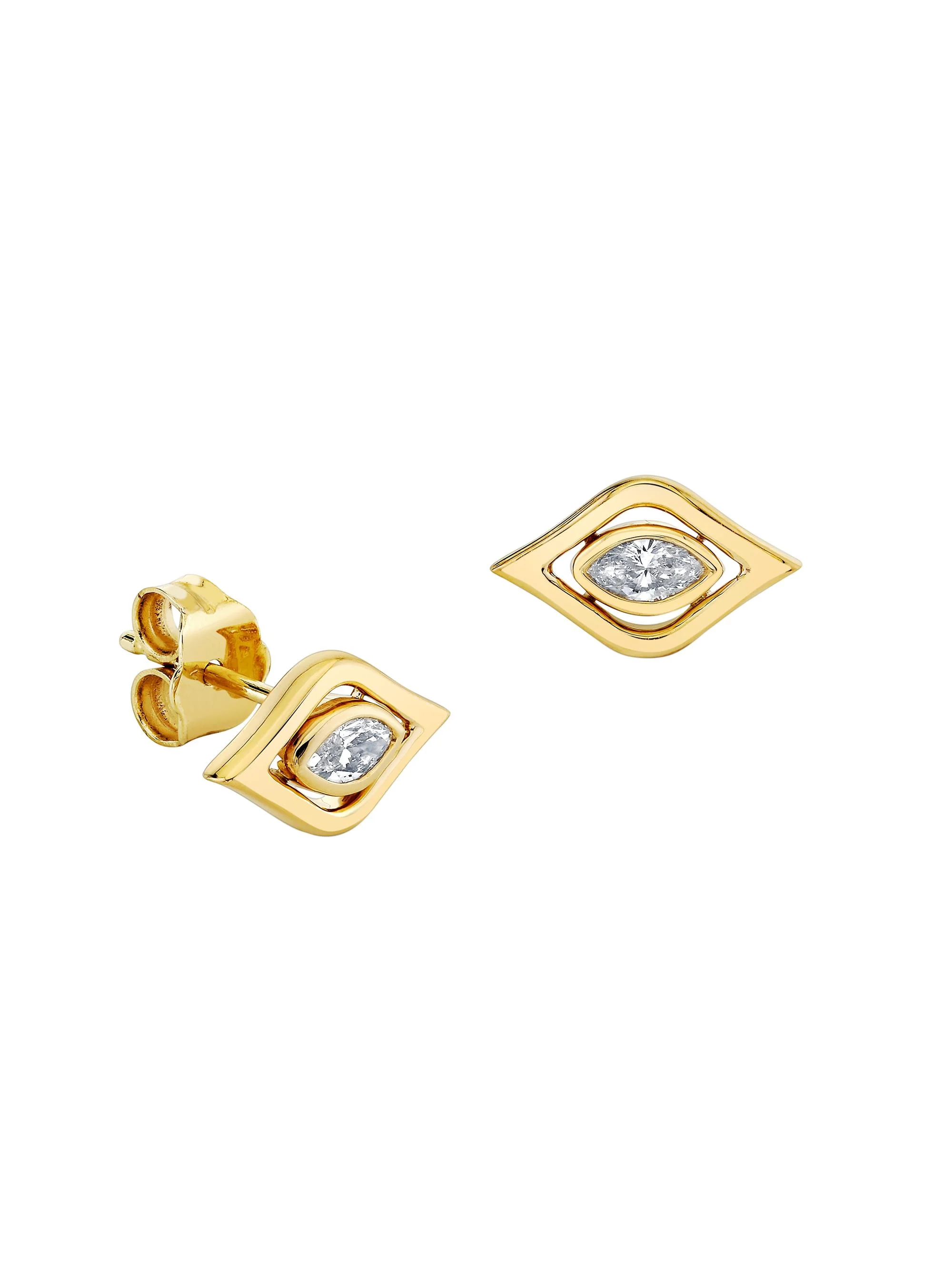 Women's 14K Yellow Gold & 0.10 TCW Evil Eye Diamond Stud Earring - Yellow Gold - 1