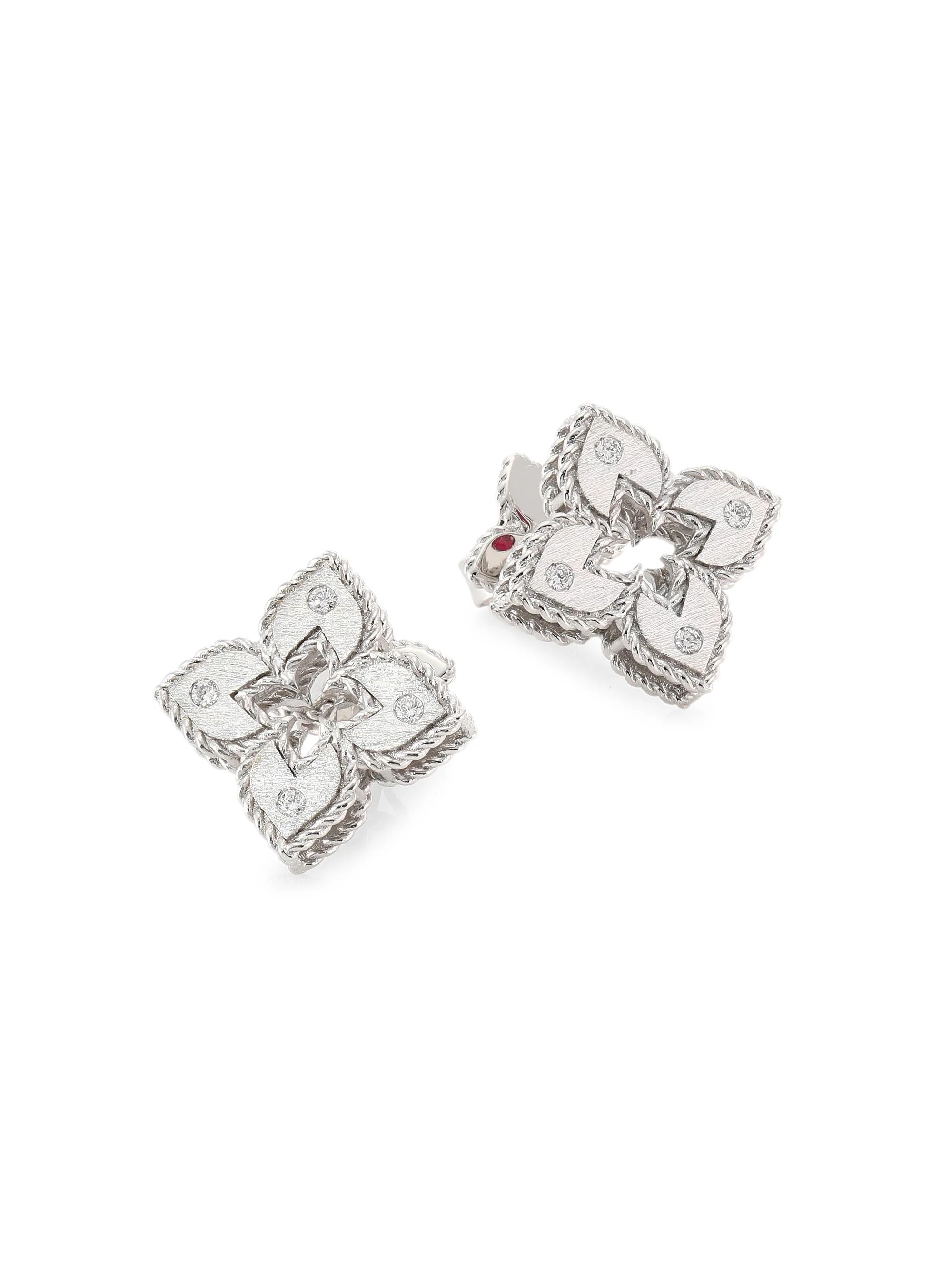 Women's Petite Venetian 18K White Gold & Diamond Stud Earrings - White Gold - 1