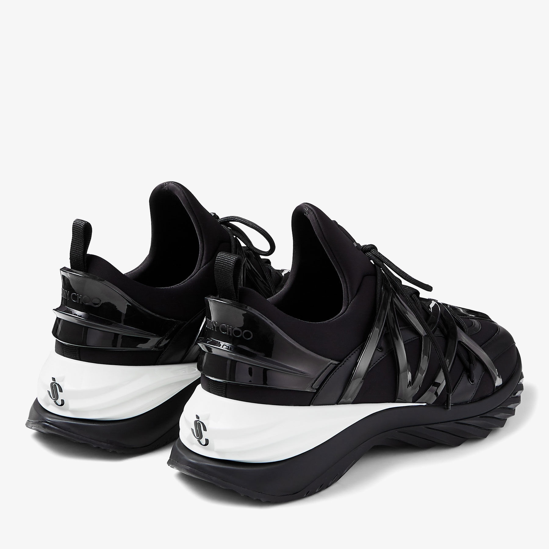 Cosmos/M
Black Leather and Neoprene Low-Top Trainers - 4