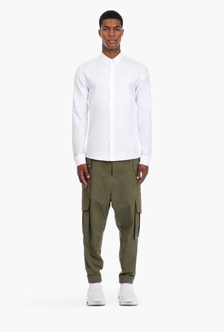 Khaki cotton cargo pants - 4