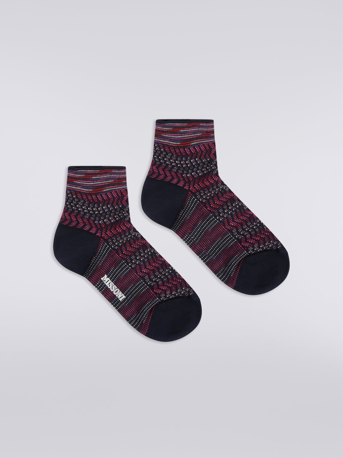 Multi-worked short cotton and nylon socks - 1