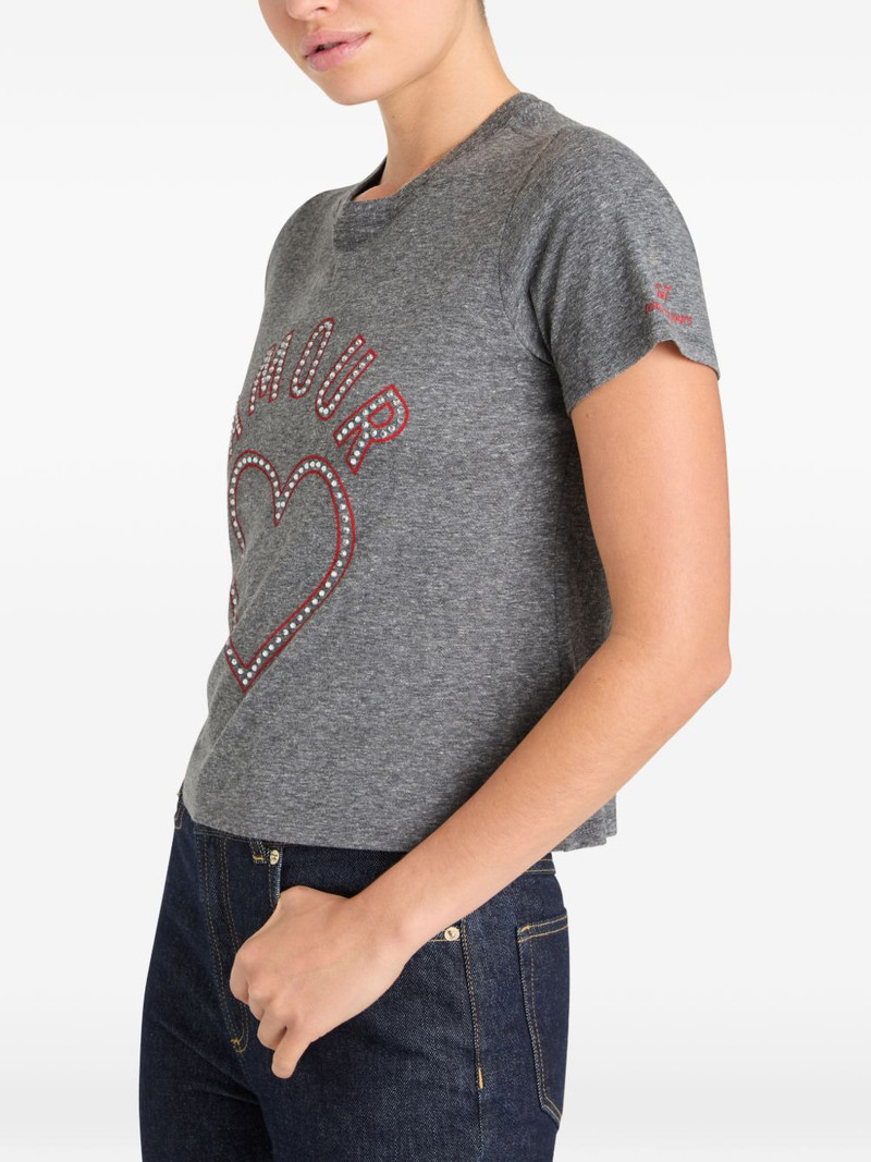 Crystal Amour Heart shrunken T-shirt 3