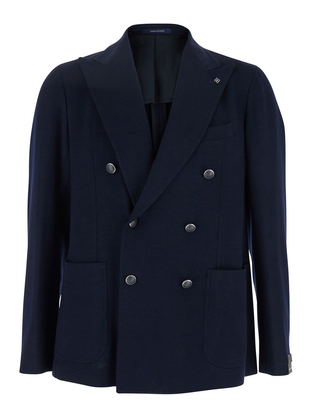 TAGLIATORE - Tagliatore Men 'Montecarlo' Blue Double-Breasted Jacket In Virgin Wool Blend Man - 1