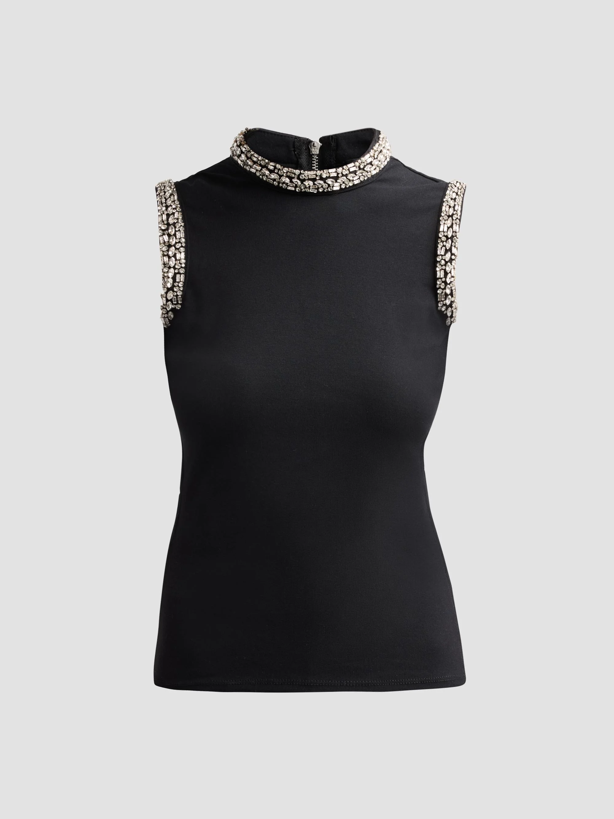 Women's Lavinia Embellished Sleeveless Top - Black Clear - 1