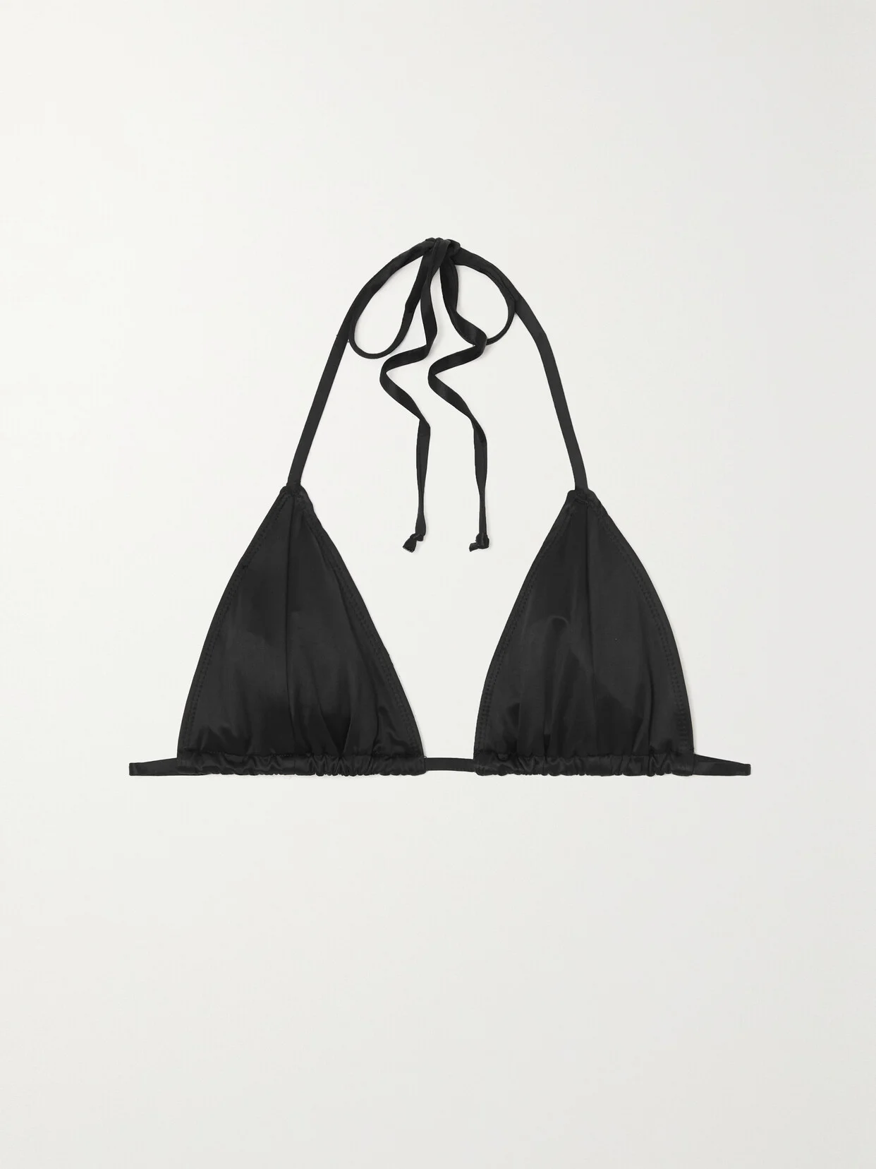 Tiny Ties Stretch-satin Triangle Bikini Top - 1