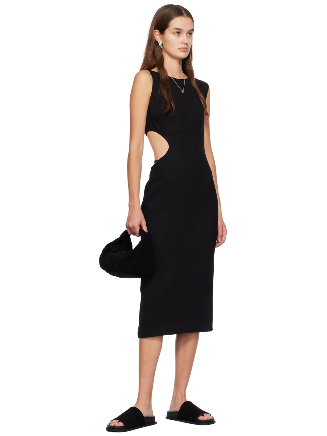 Black Arc Cutout Midi Dress - 4