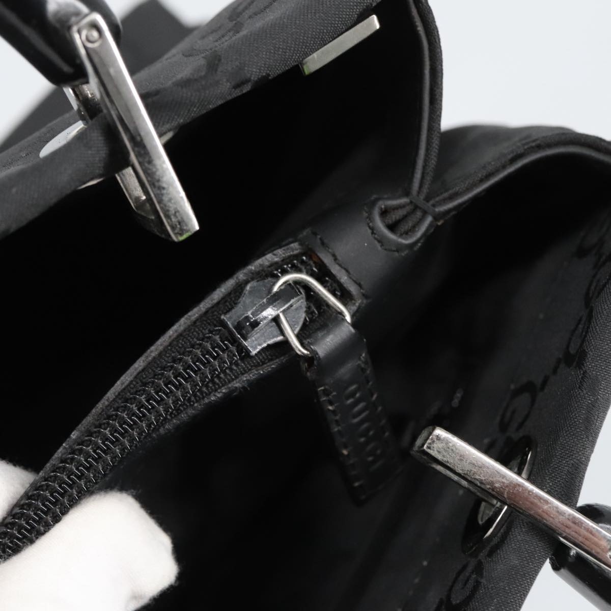 GUCCI Bamboo GG Canvas Hand Bag Nylon Black Silver 002 1016 002 1016 - 14