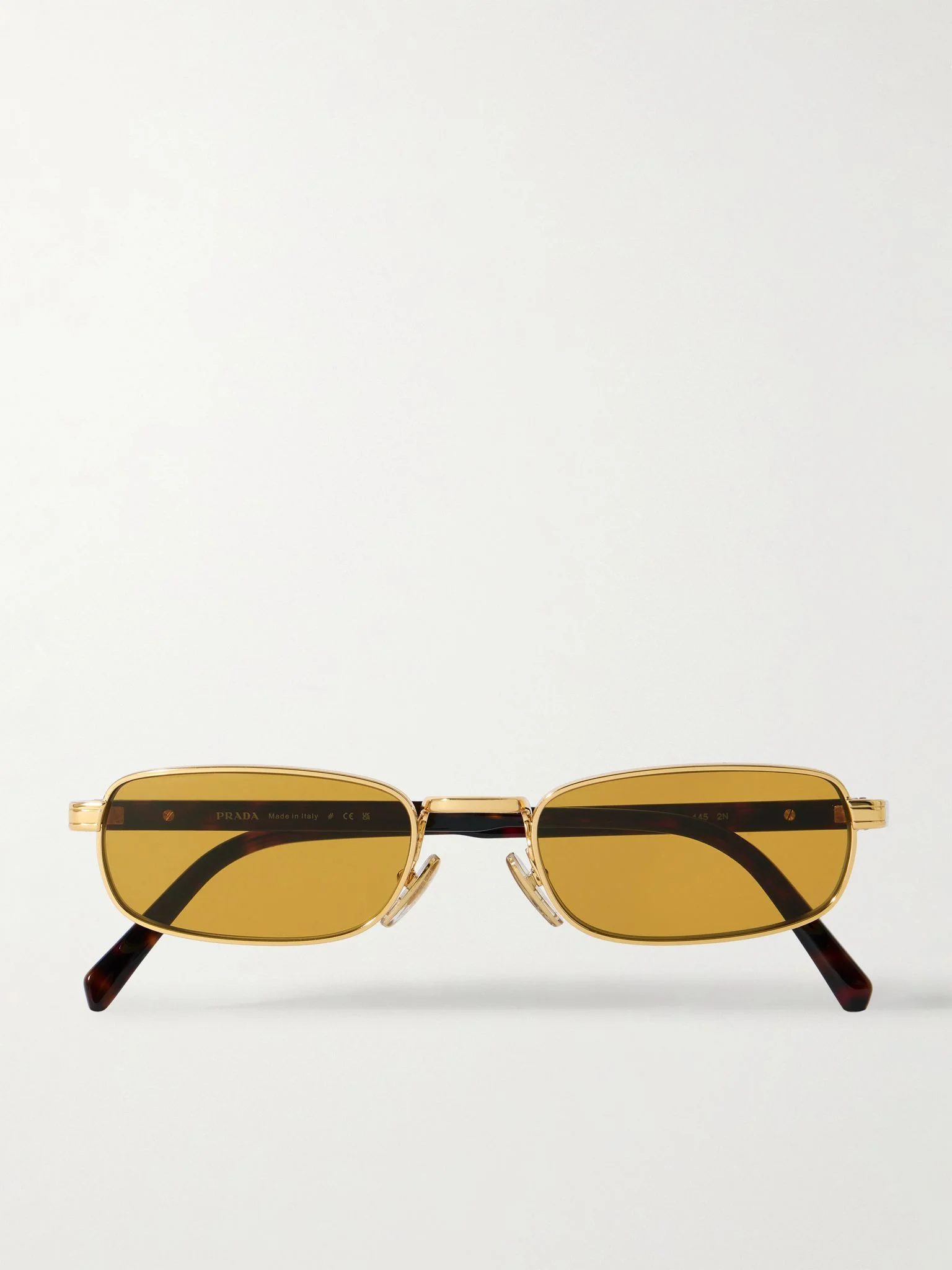Rectangular-Frame Gold-Tone and Tortoiseshell Acetate Sunglasses Tortoiseshell - 1
