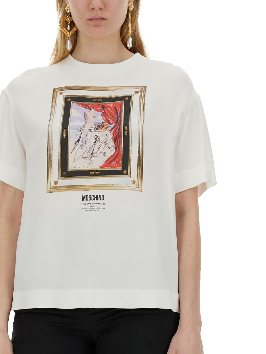 Moschino Women Enver Satin Blouse Still Life With Heart - 4