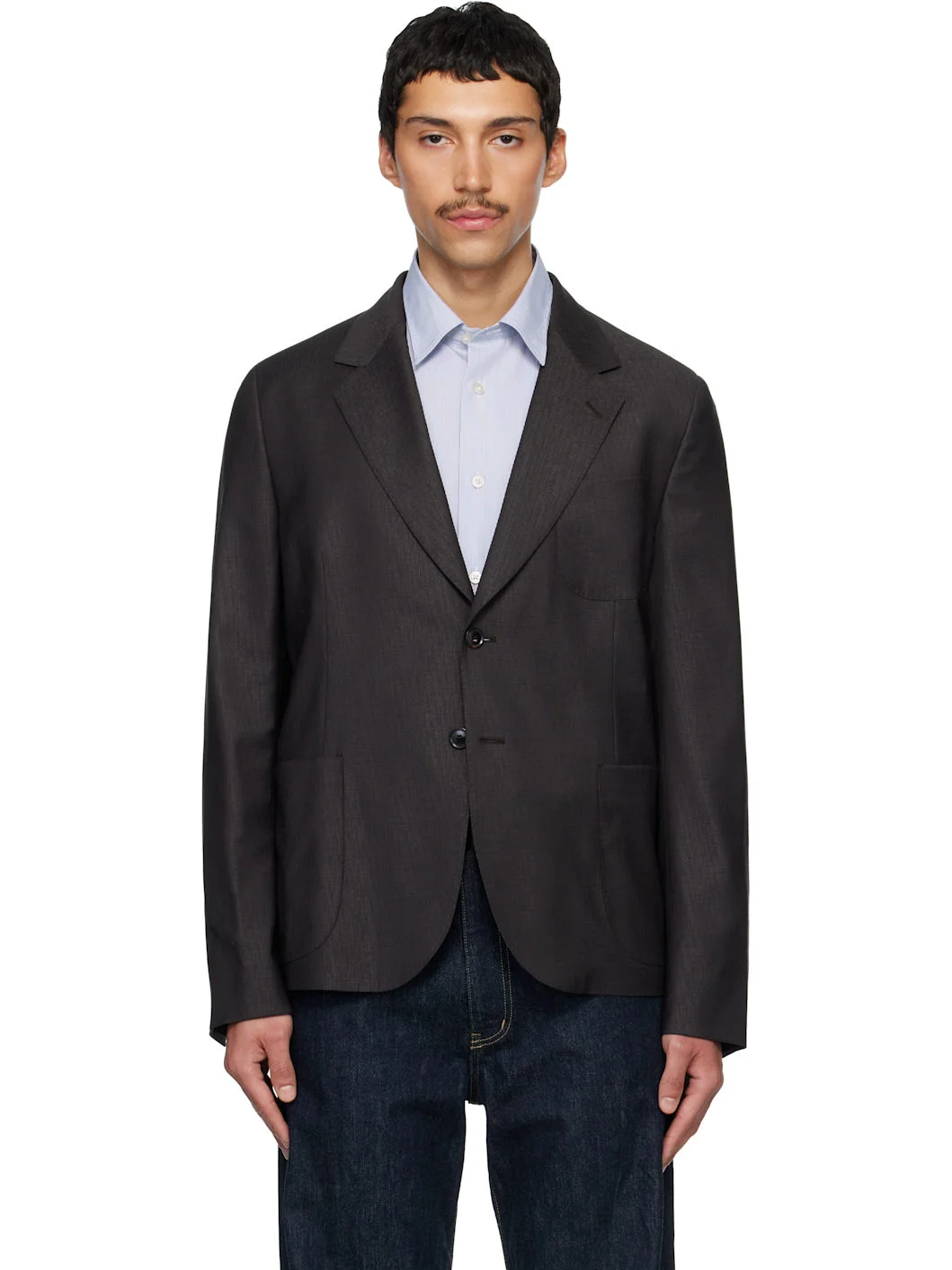 Brown Two-Button Patch Pocket Blazer - 1