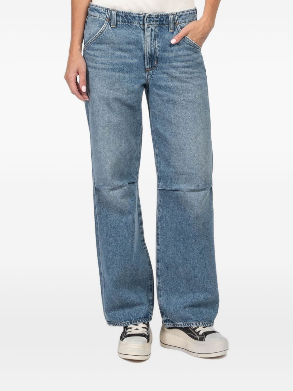pleated-knee jeans - 4