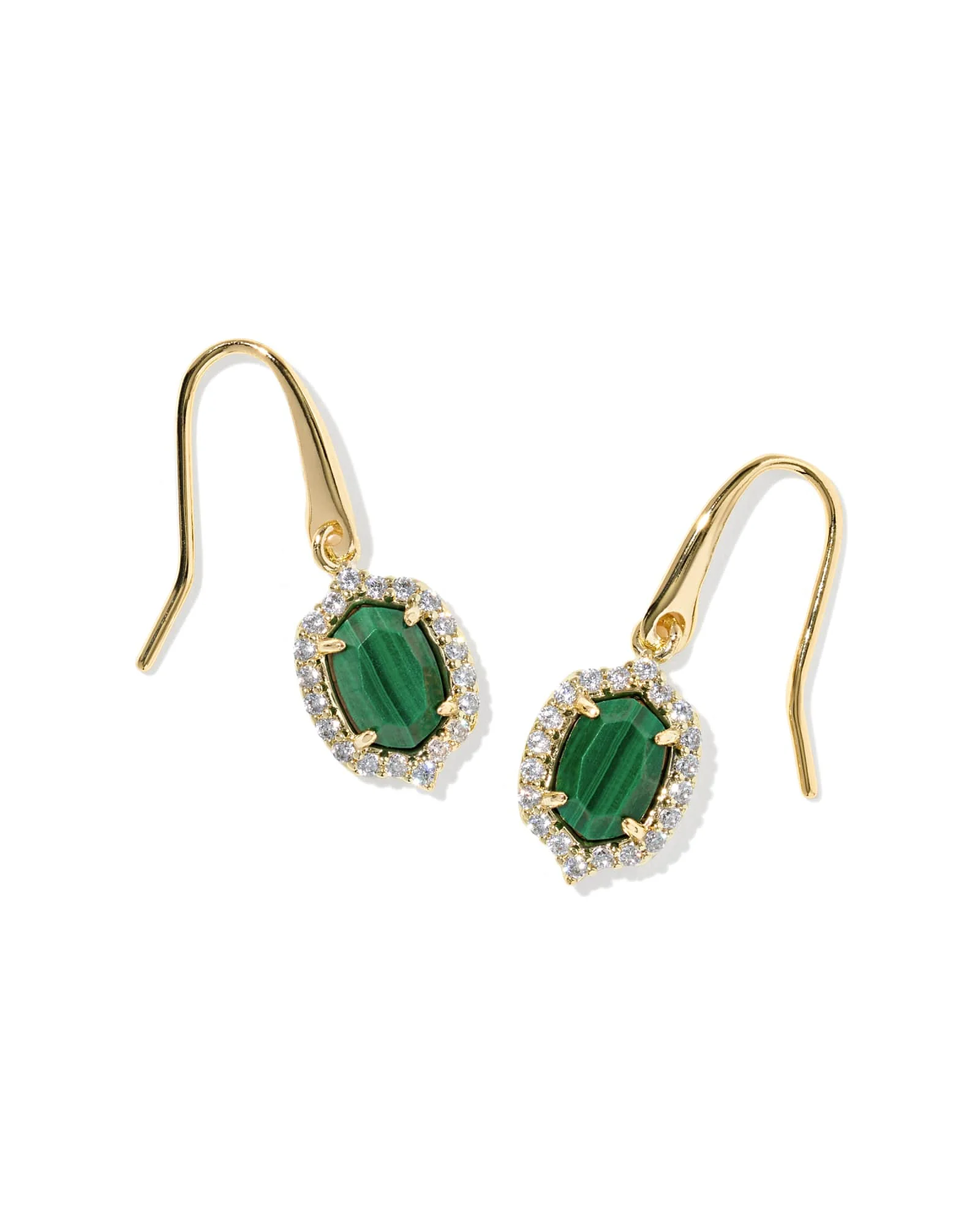 Daphne Crystal Frame Gold Drop Earrings - 1