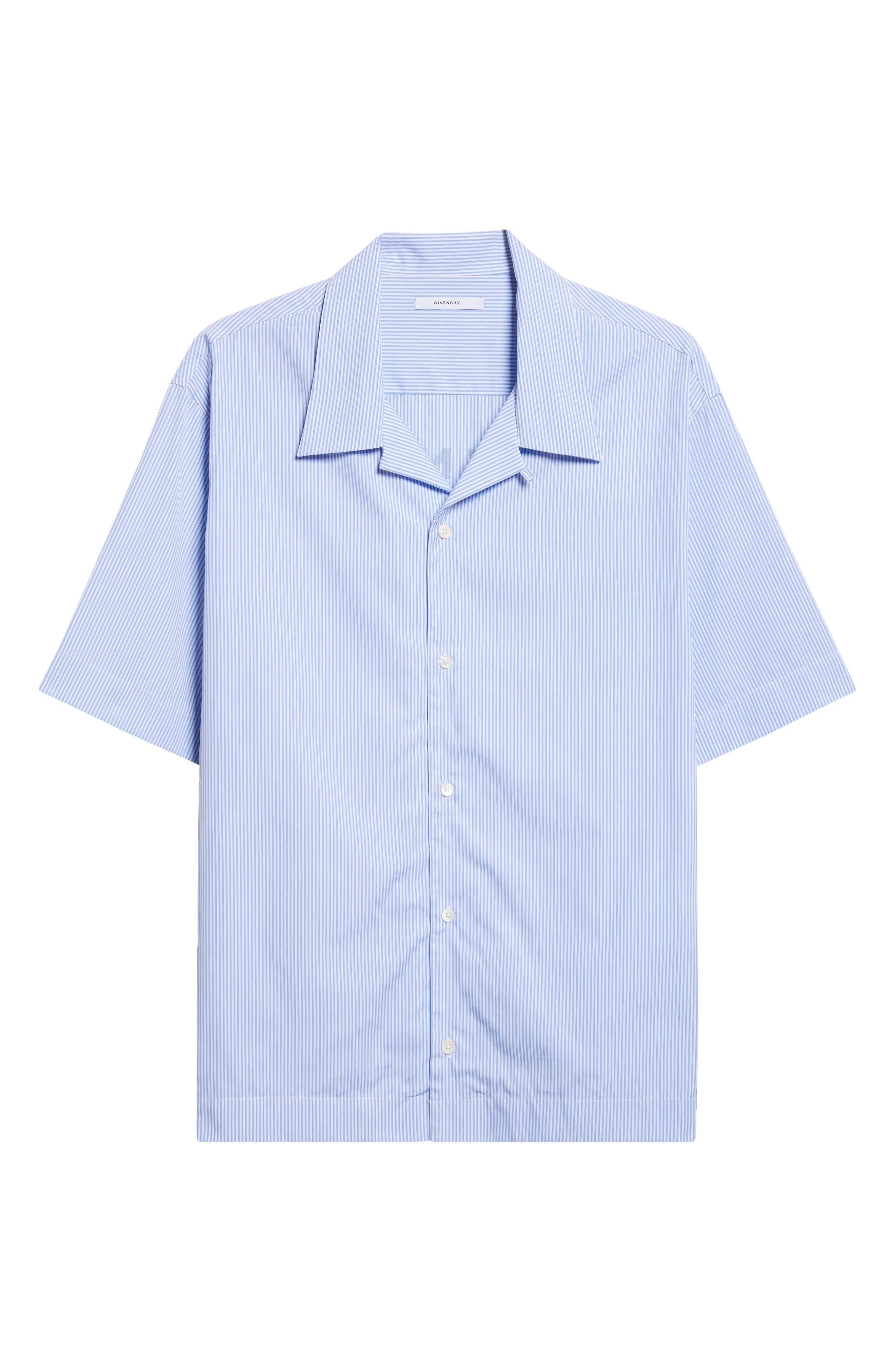 Givenchy Stamp Print Camp Shirt in White/Light Blue at Nordstrom - 6