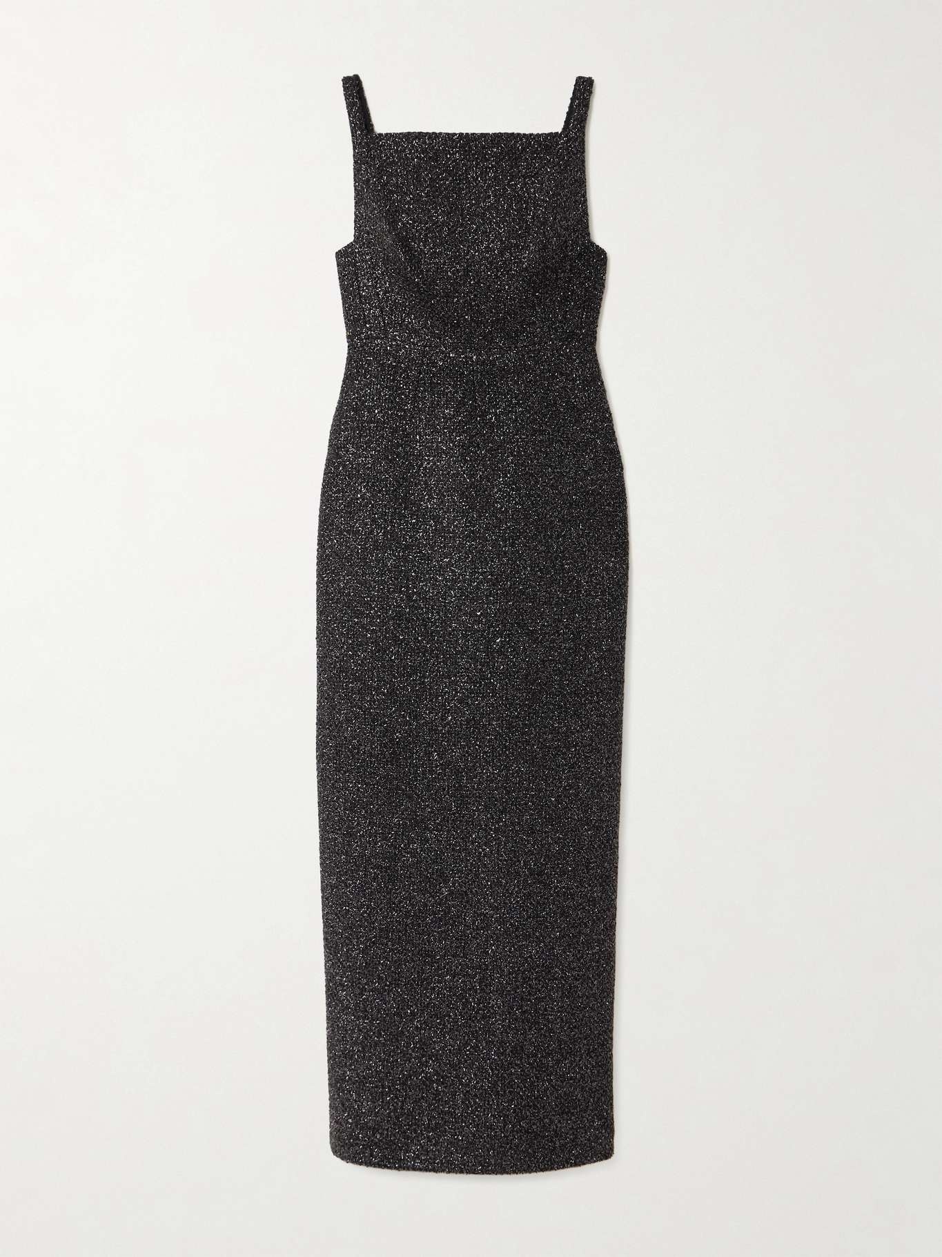 Karolyn open-back metallic tweed maxi dress Black - 1