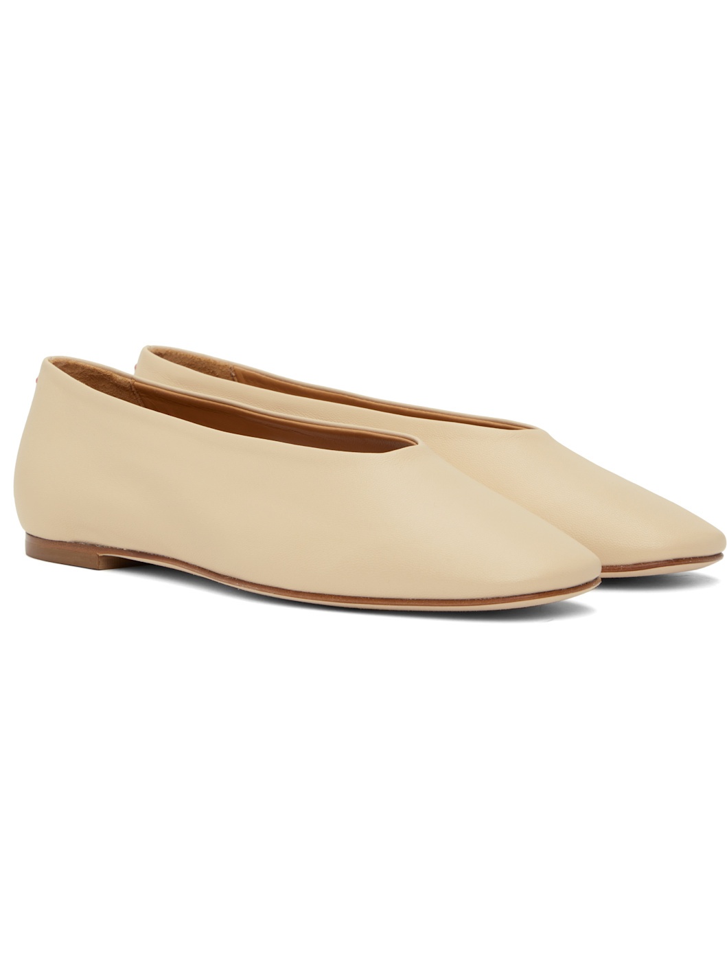 Beige Kirsten Leather Ballerina Flats - 4