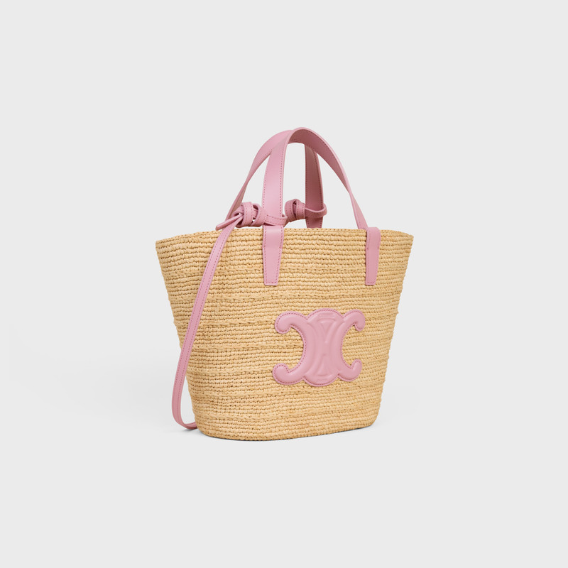 CELINE TEEN SUPPLE CELINE CLASSIC PANIER IN Raffia and calfskin outlook